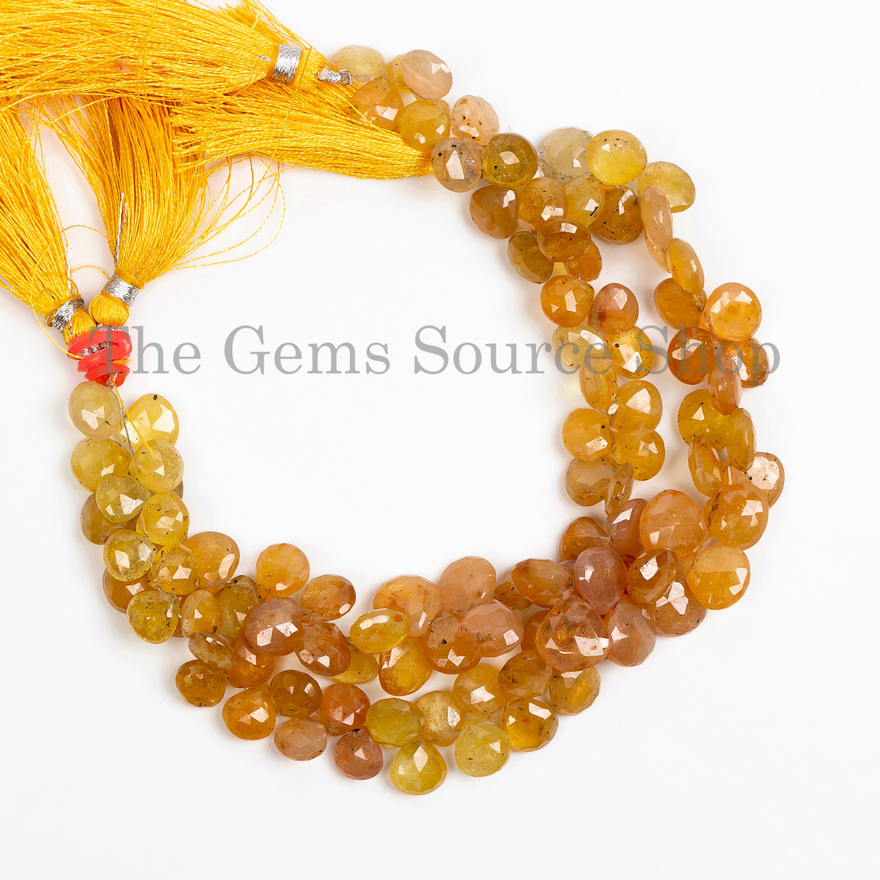 Yellow Sapphire Faceted Heart Beads, Heart Shape Sapphire Beads, Natural Sapphire Beads for Jewelry Making. TGS-5052