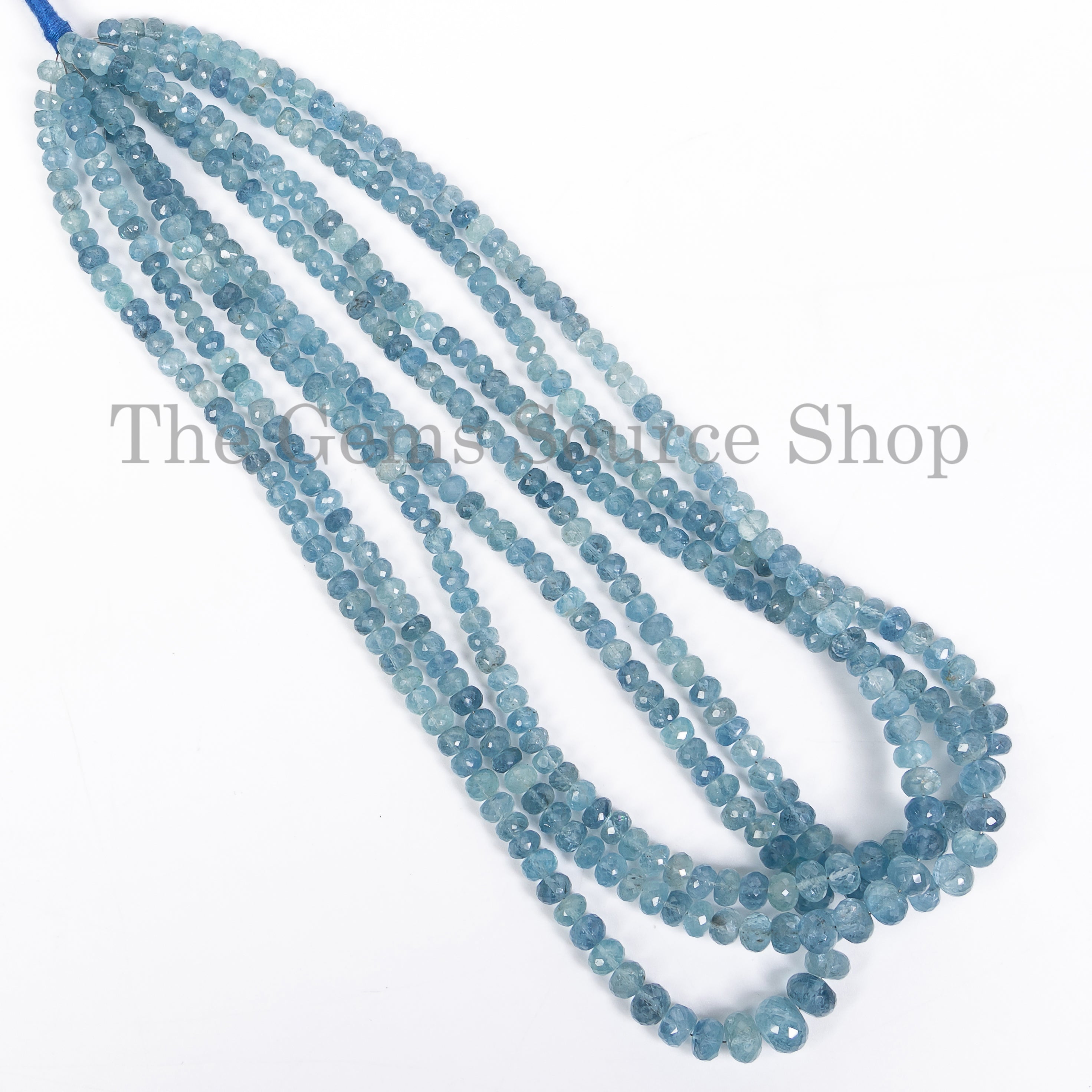 Natural Santa Maria Aquamarine Beads, Aquamarine Faceted Rondelles, Loose Aquamarine TGS-4860