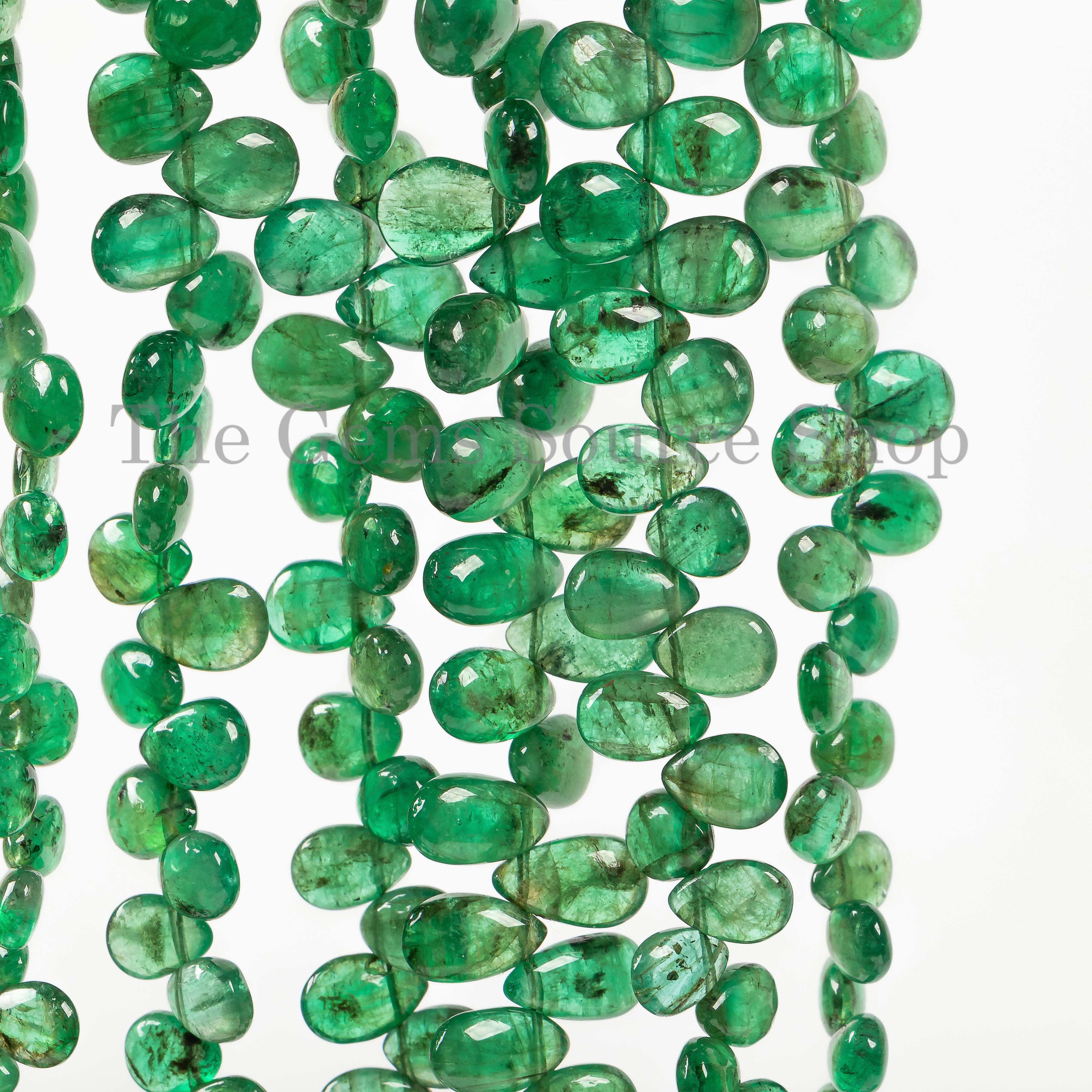 5x6.5-7x10 mm Emerald Smooth Beads, Emerald Pear Shape Beads, TGS-4558