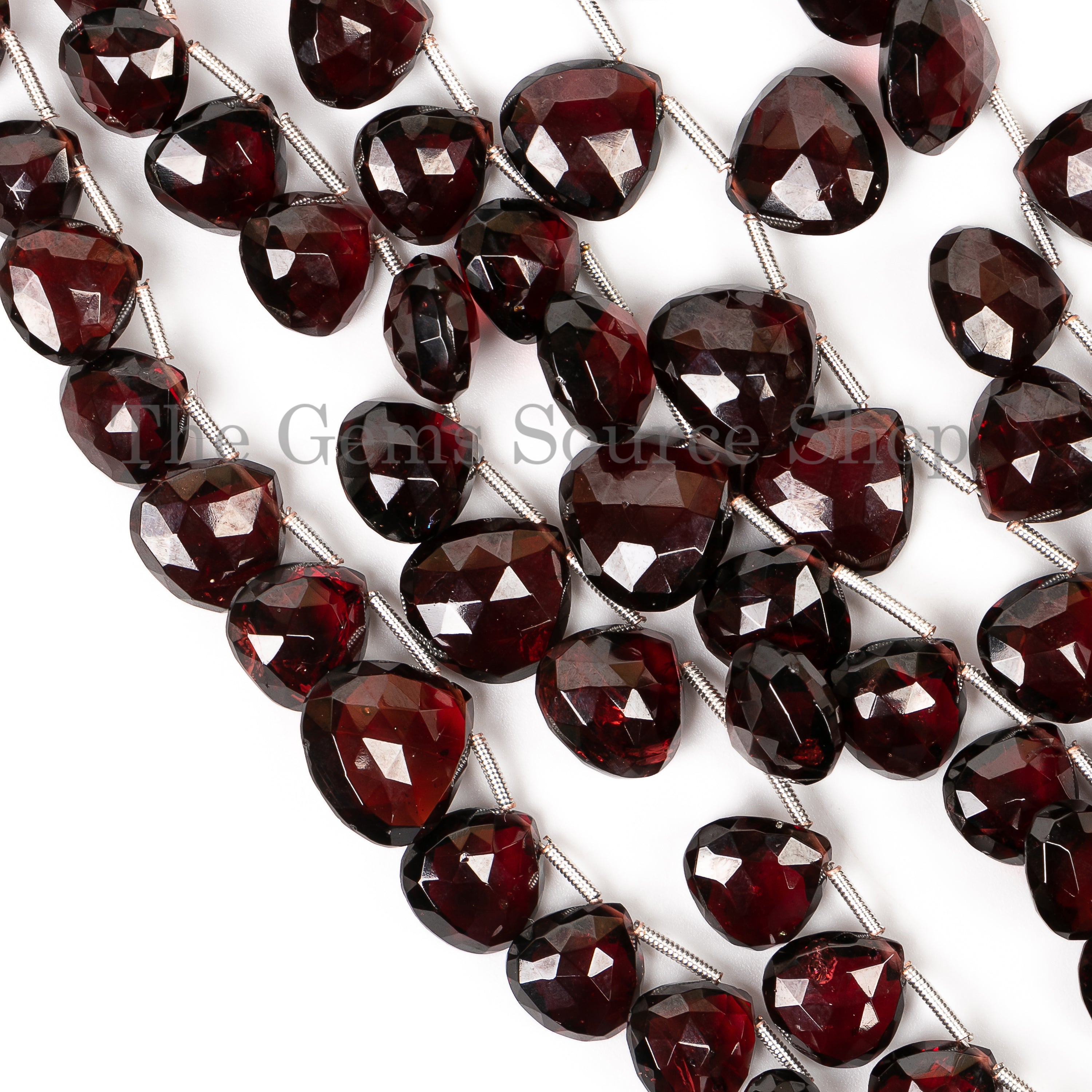 10-12mm Mozambique Garnet Faceted Heart Beads TGS-4994
