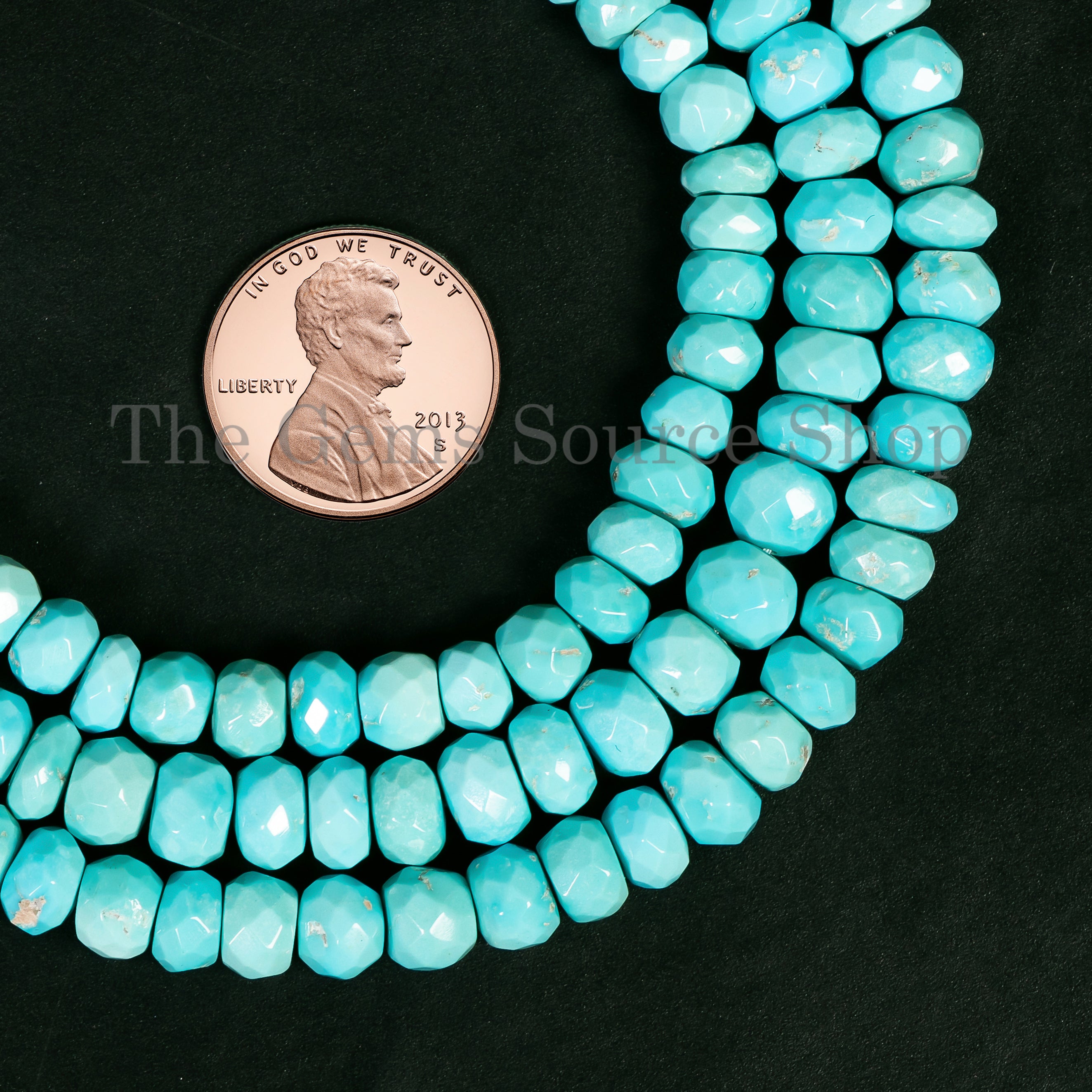 Sleeping Beauty Turquoise Faceted Rondelle Shape Beads TGS-4940