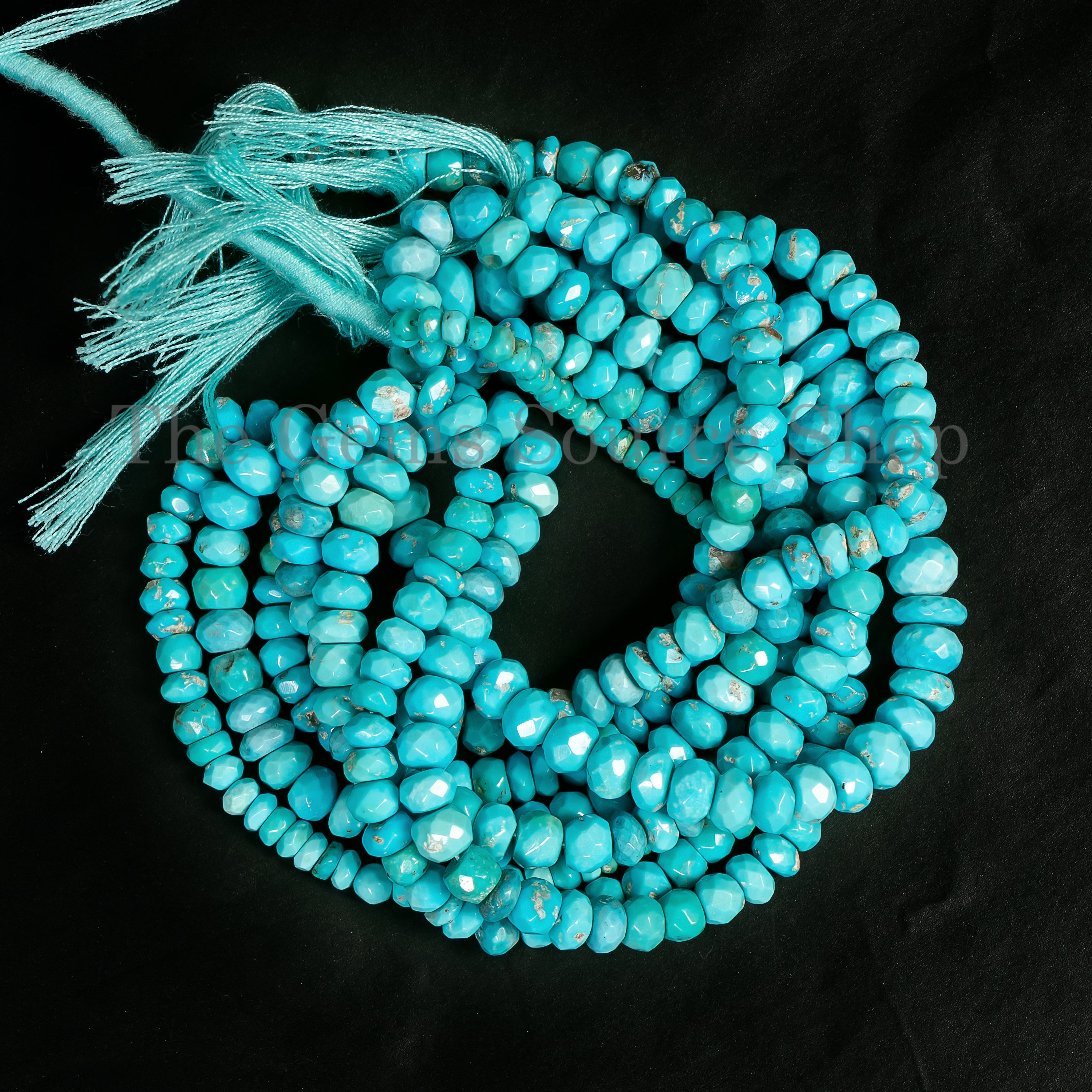 Sleeping Beauty Turquoise Faceted Rondelle Shape Beads TGS-4941