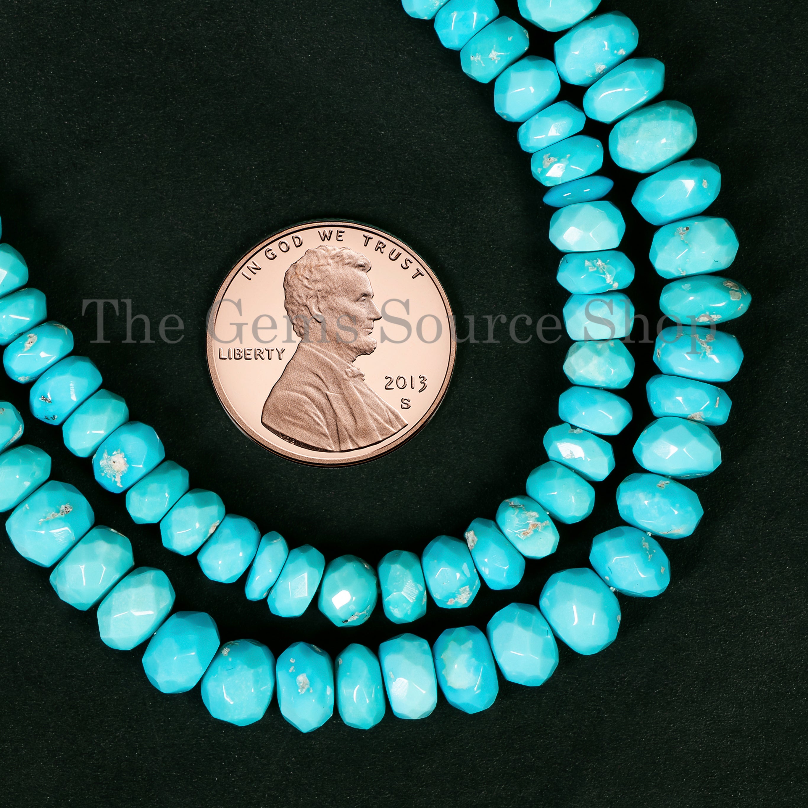 Sleeping Beauty Turquoise Faceted Rondelle Shape Beads TGS-4942