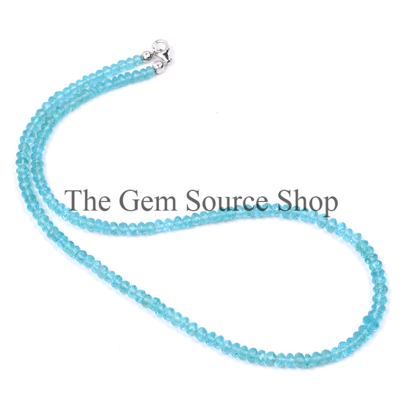 Apatite Faceted Rondelle Shape Gemstone Beaded Necklace TGS-2387
