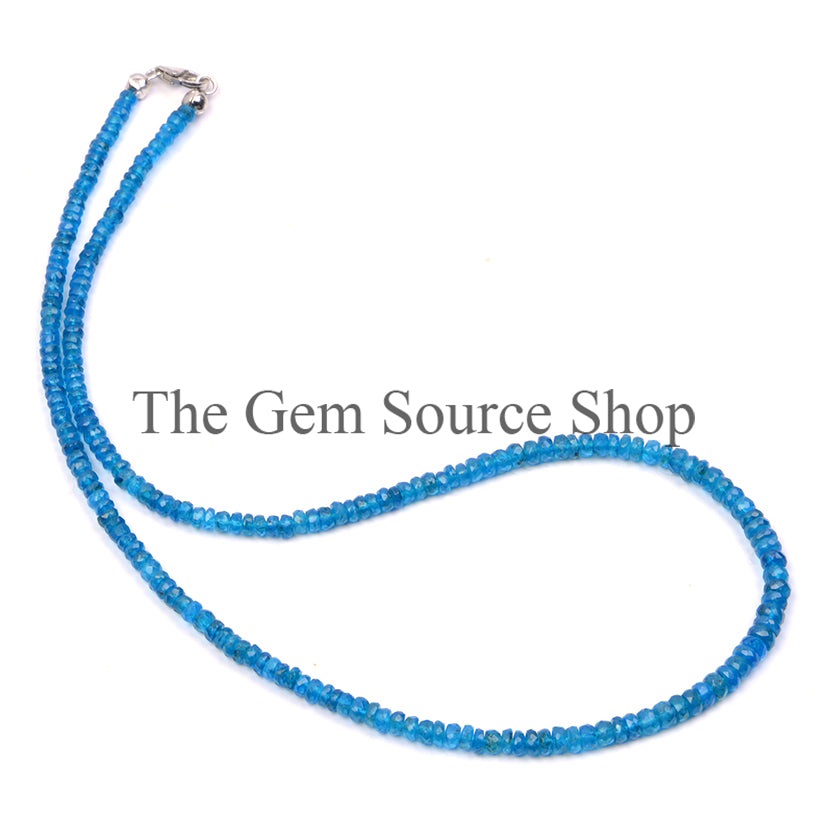 Neon Apatite Faceted Rondelle Shape Beaded Necklace TGS-2392