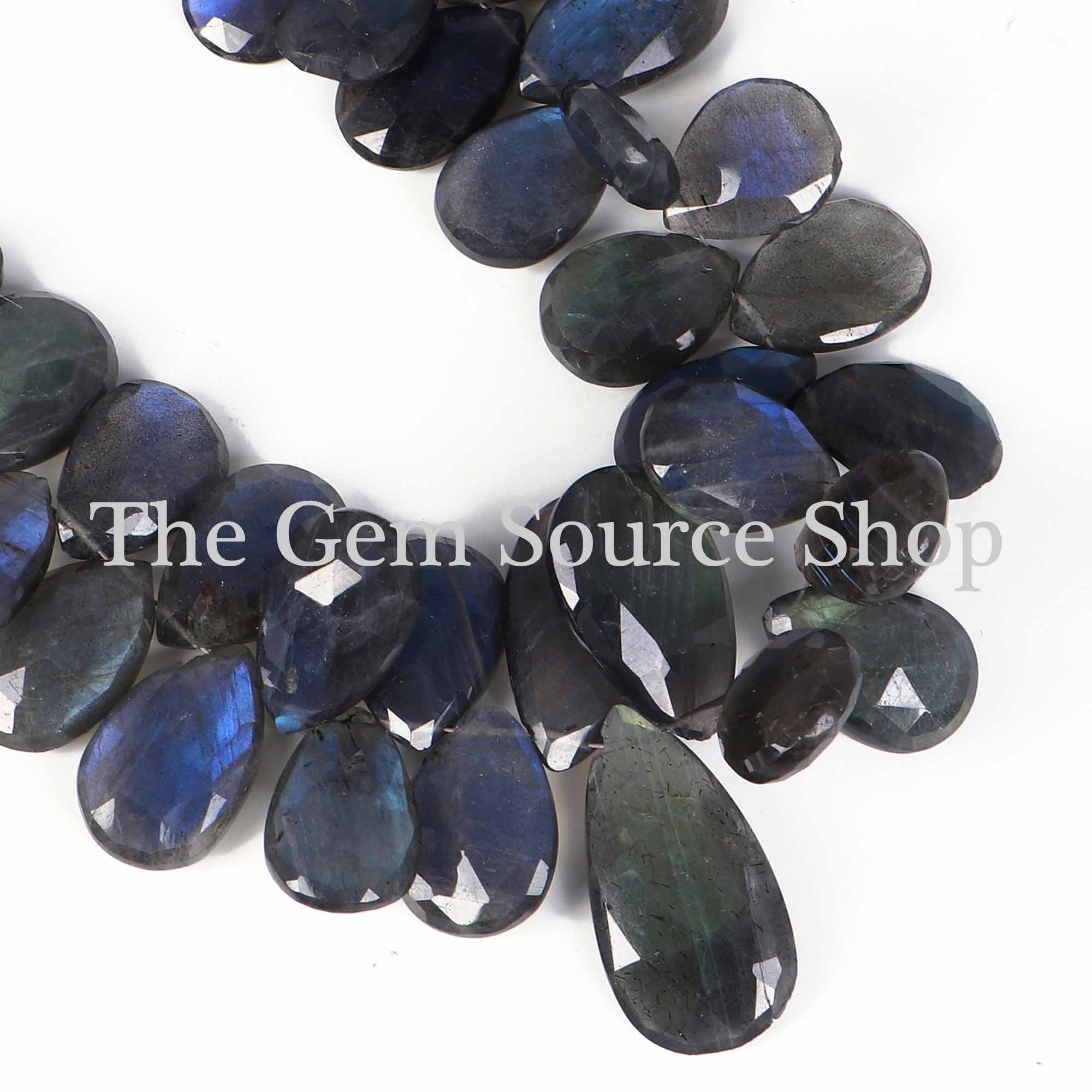 Big Size Labradorite Beads, Labradorite Faceted Pear Beads, Labradorite Gemstone Beads