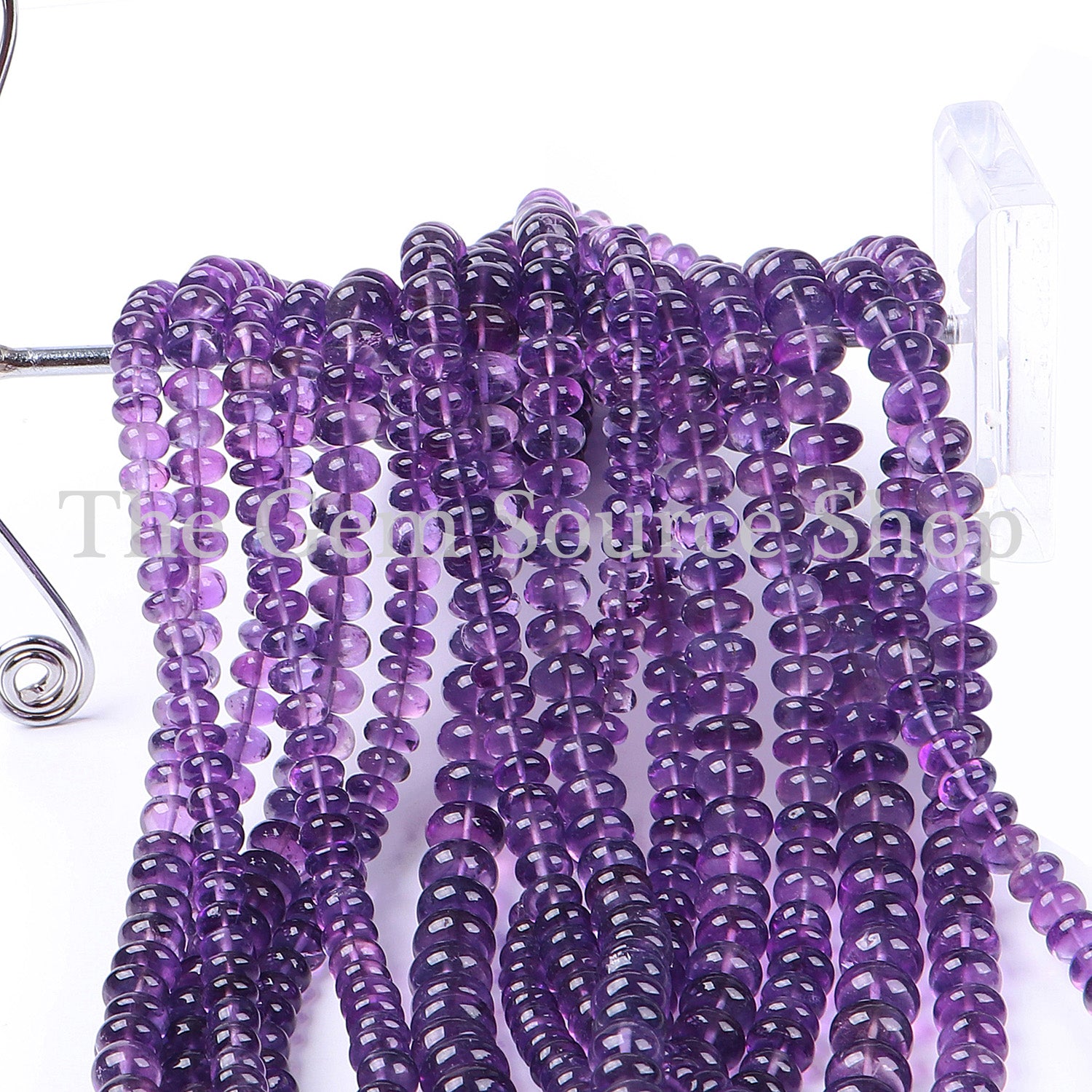 6-8mm Natural Amethyst Beads, Amethyst Smooth Rondelle Beads, Plain Amethyst Beads, Wholesale Beads