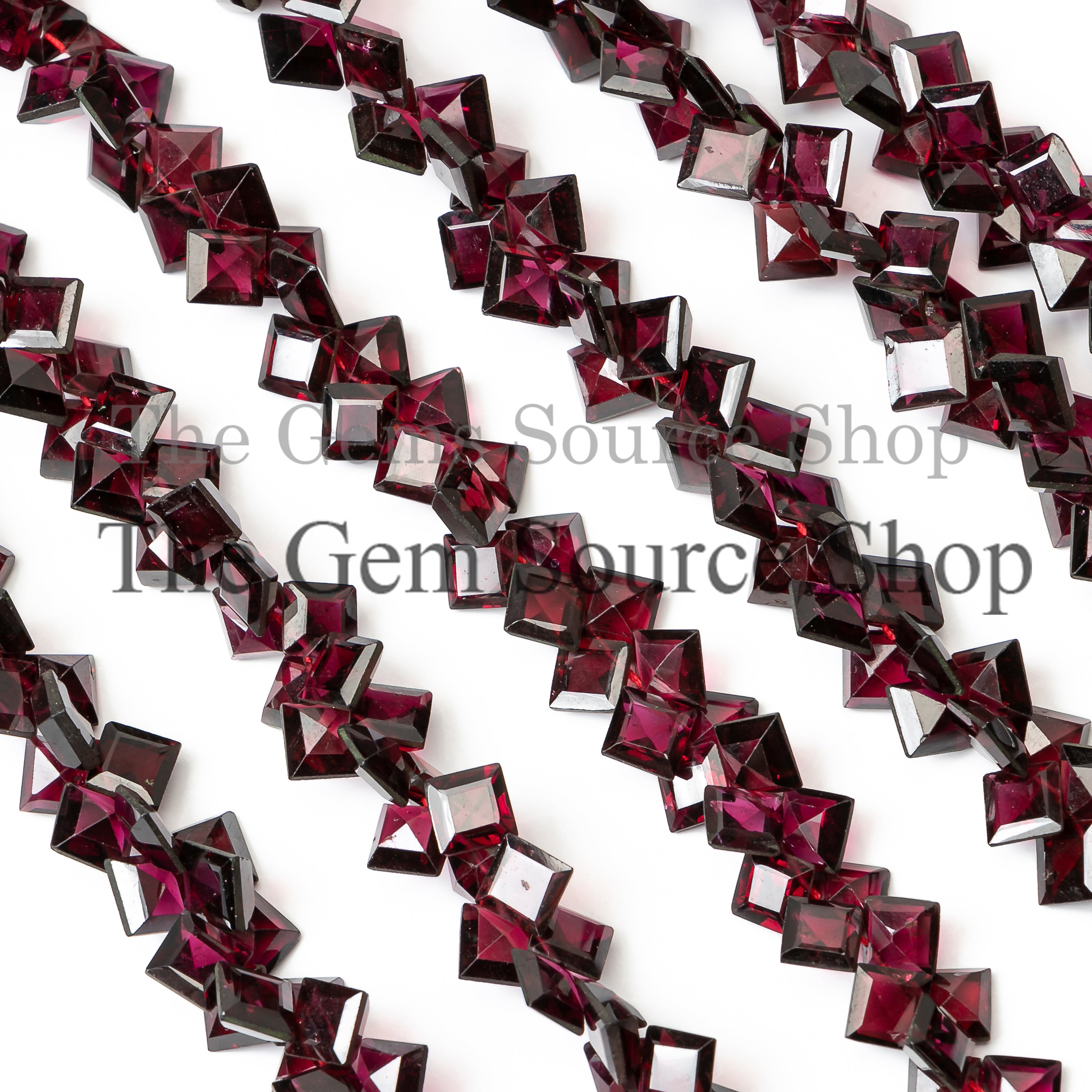 Rhodolite Garnet Faceted Square Cushion Gemstone Beads, Rhodolite Garnet Faceted Beads, Rhodolite Garnet Beads, Rhodolite Garnet Briolette
