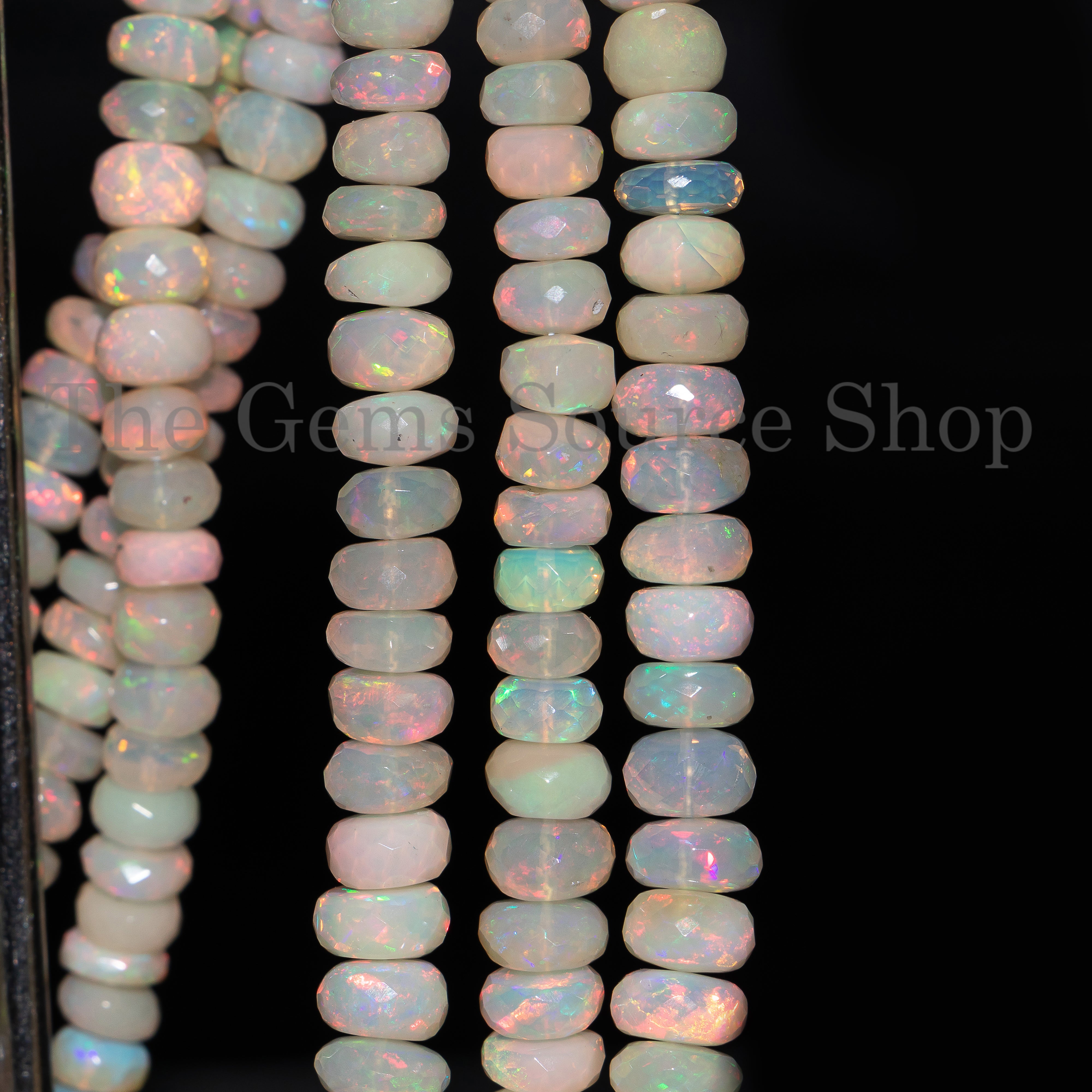 Big Size Ethiopian Opal Faceted Rondelle Shape Beads, Fire Opal Gemstone For Jewelry Making, Natural Gemstone Beads