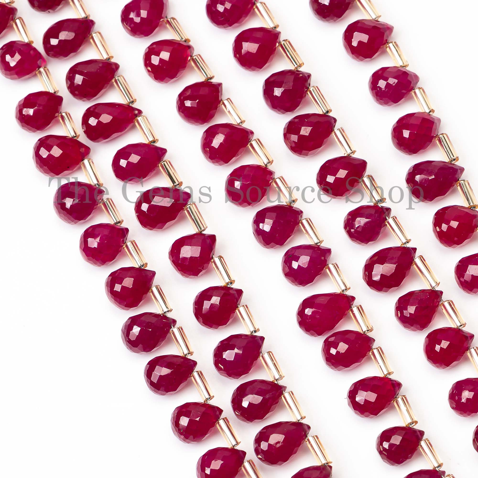 Ruby Faceted Beads, Ruby Drop Shape Beads, Faceted Drop Beads, Ruby Gemstone Beads