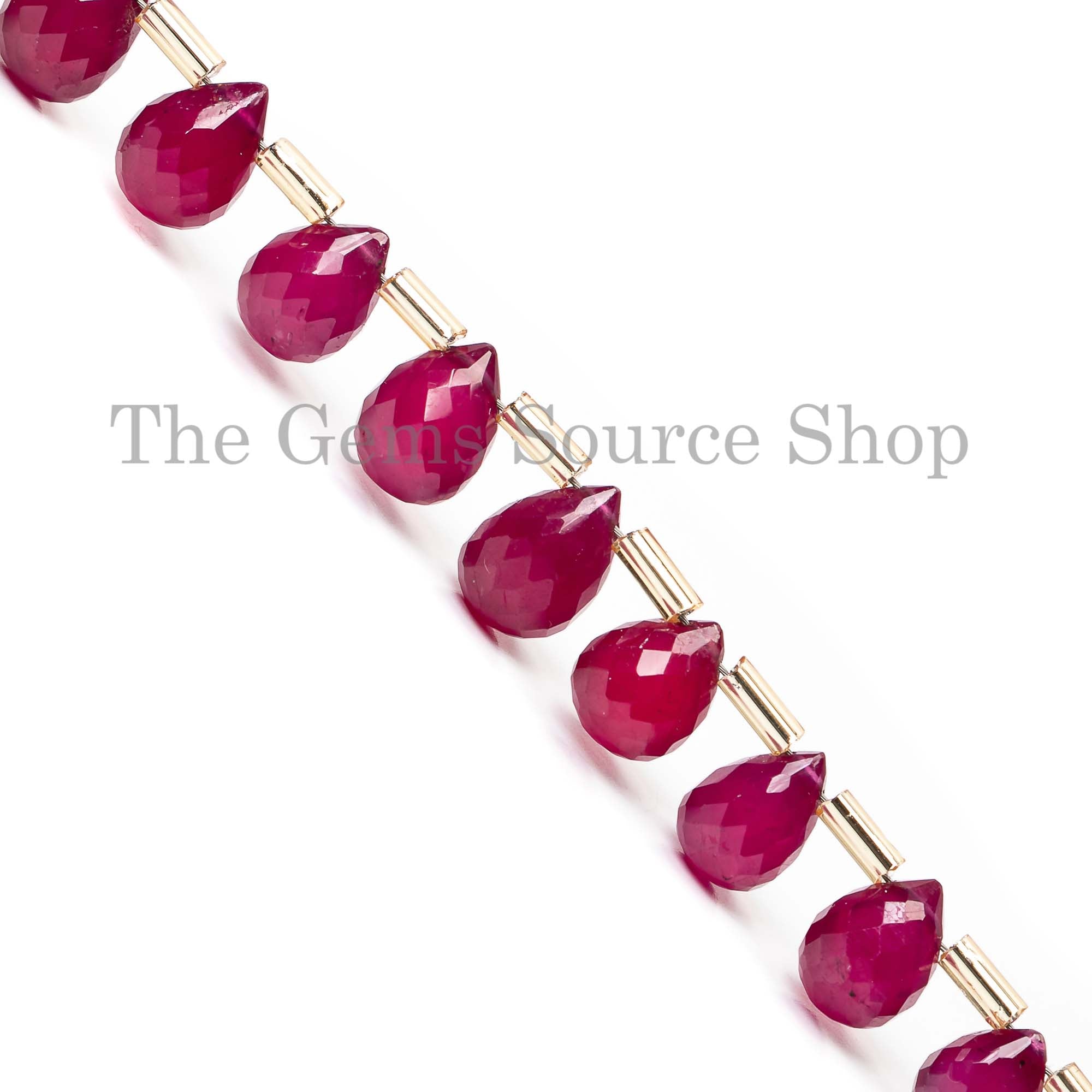 Ruby Faceted Beads, Ruby Drop Shape Beads, Faceted Drop Beads, Ruby Gemstone Beads