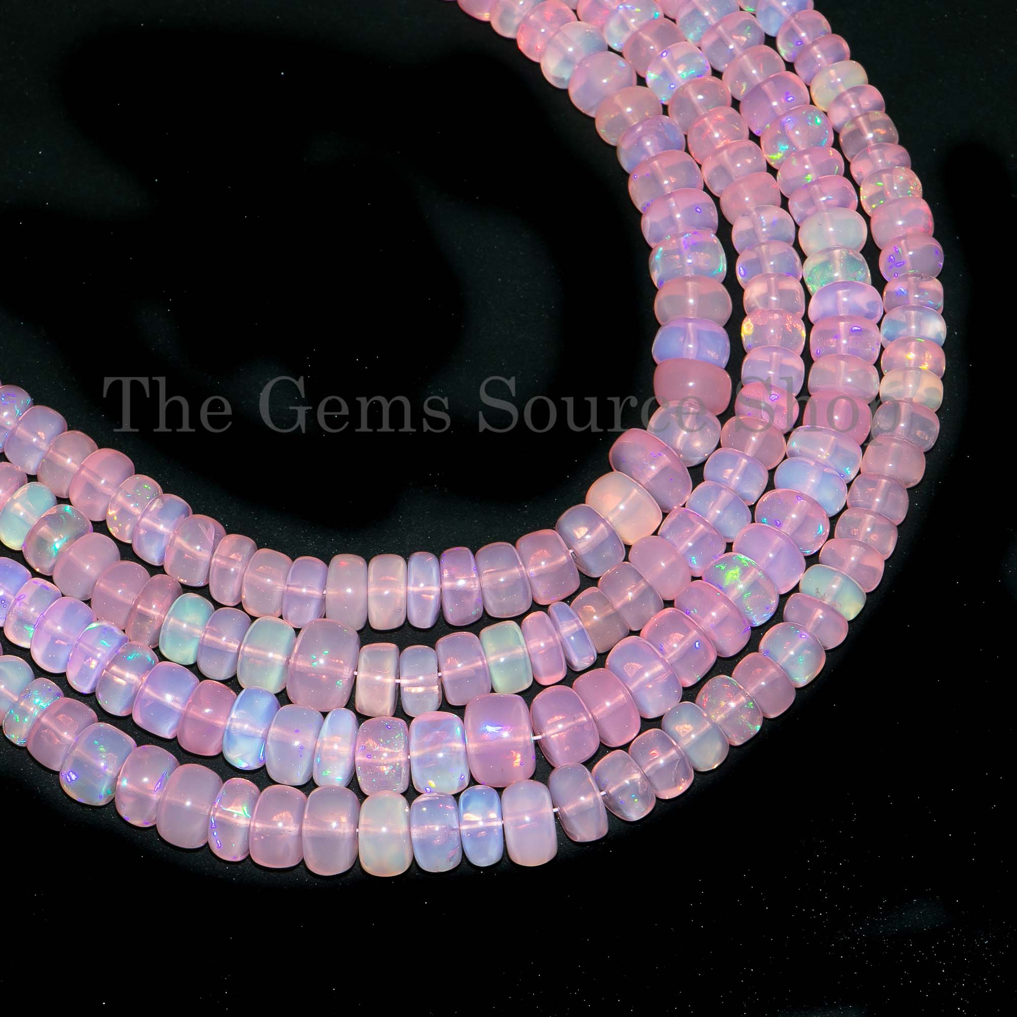 5-7mm Pink Ethiopian Opal Plain Rondelle Beads, Ethiopian Opal Beads