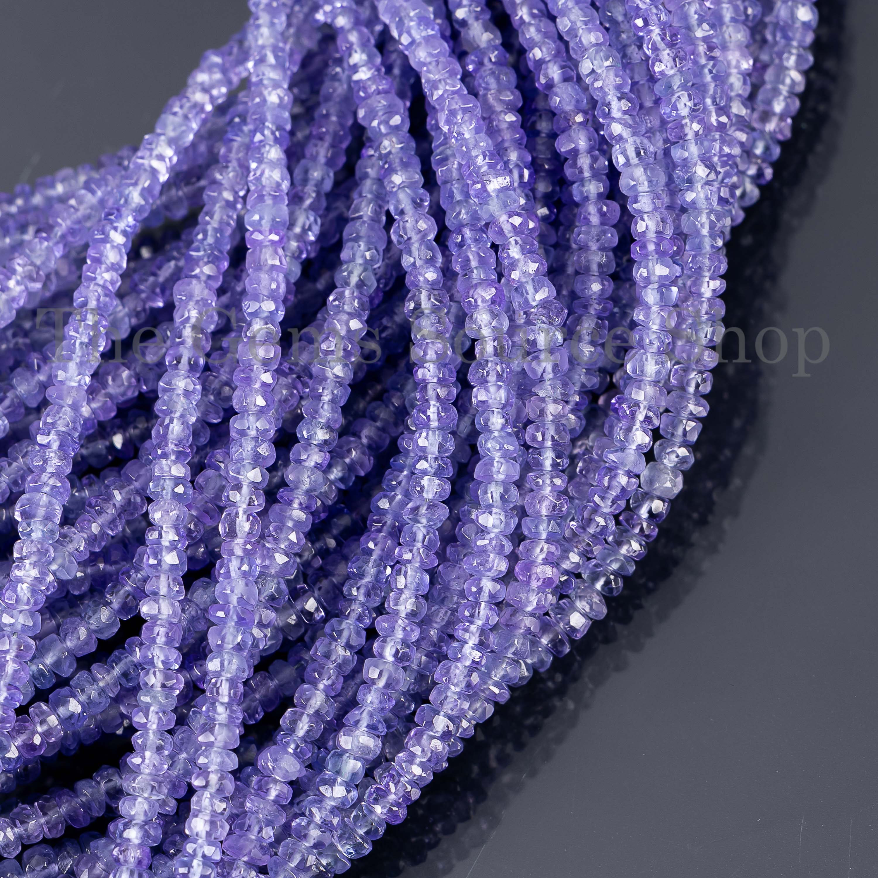 Faceted Tanzanite Rondelle Shape Loose Beads For Jewelry, TGS-0523