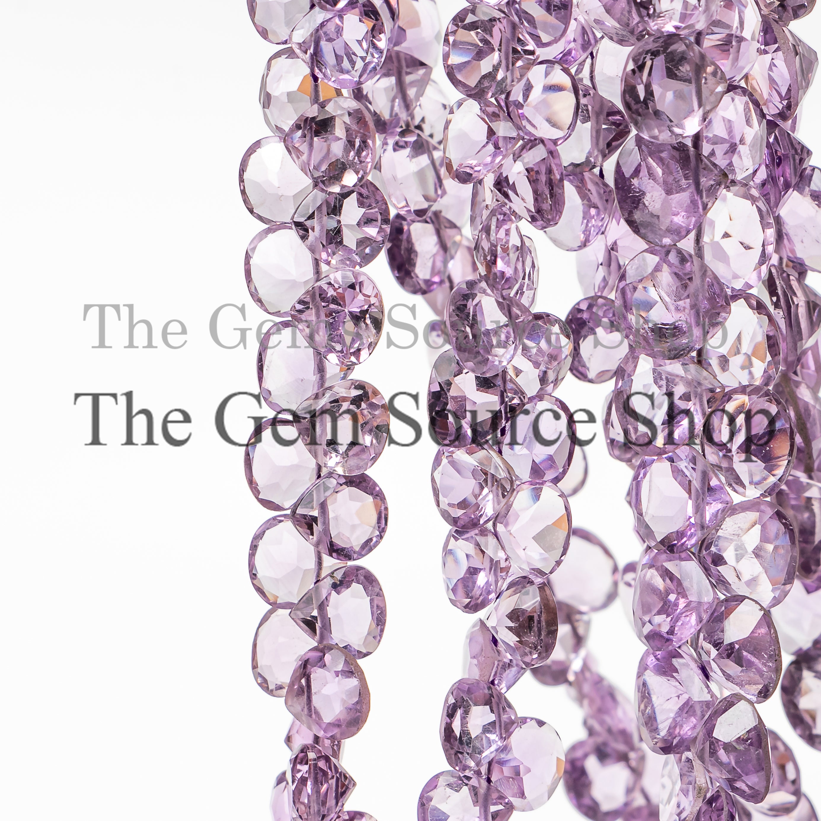 African Amethyst Faceted Heart Shape Gemstone Beads, African Amethyst Beads, African Amethyst 6-7mm Strands, Briolette Cut Heart Shape Beads