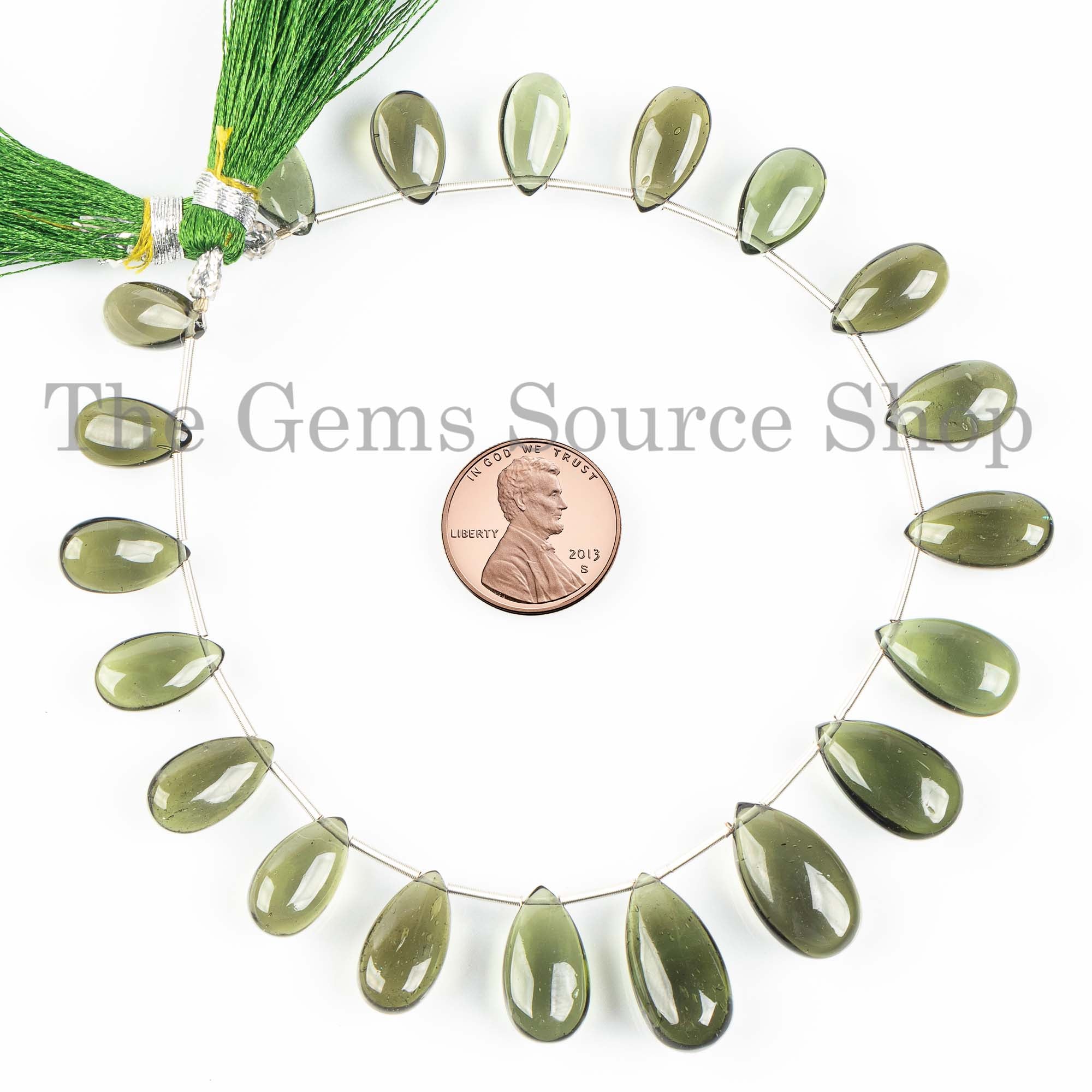 7x12.5-9x18mm Moldavite Gemstone Pear Briolette, Natural Moldavite Beads, Smooth Pear Beads, Moldavite Strand, Certificate Moldavite