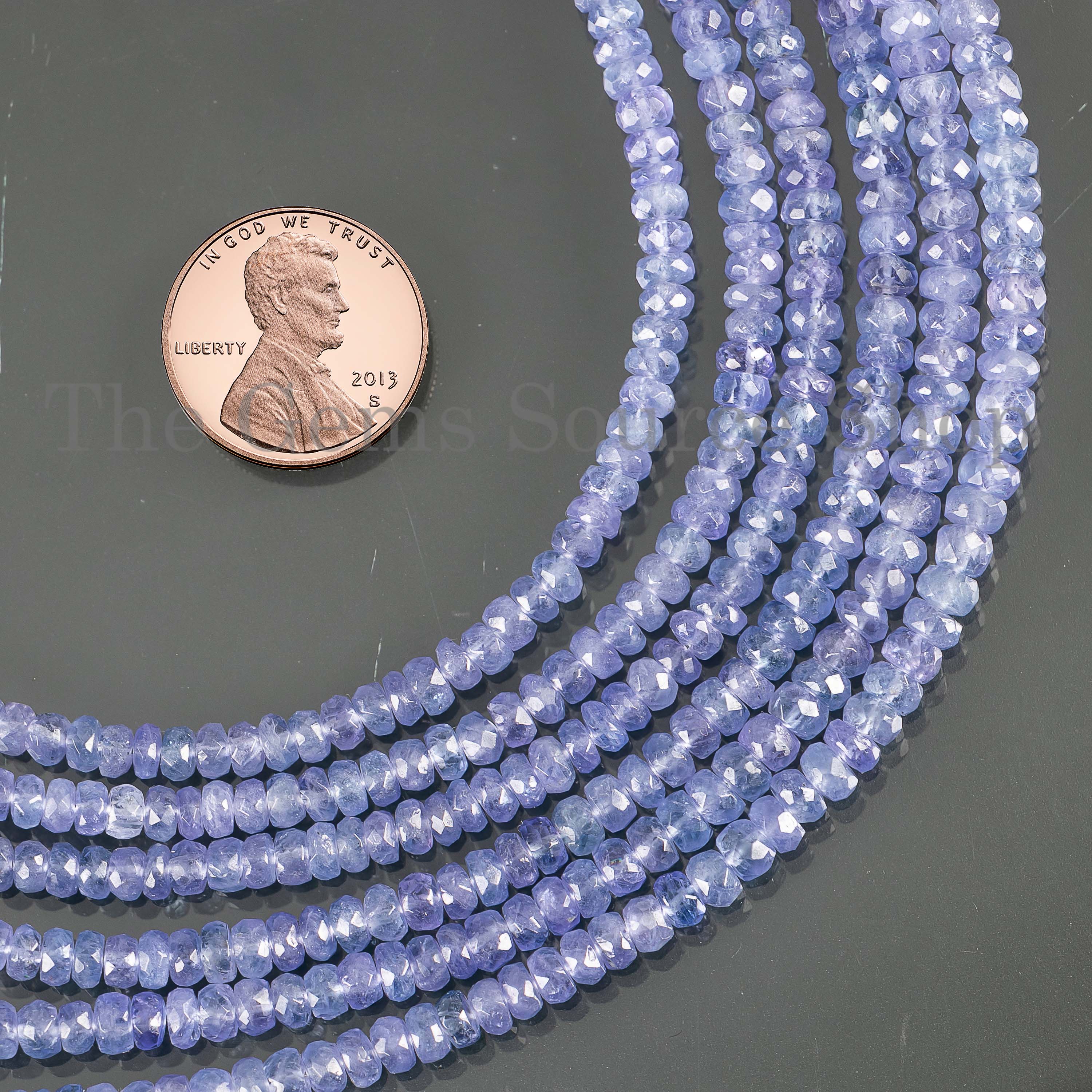 Natural Tanzanite Faceted Rondelle Beads, Tanzanite Briolette Beads, Loose Tanzanite Beads