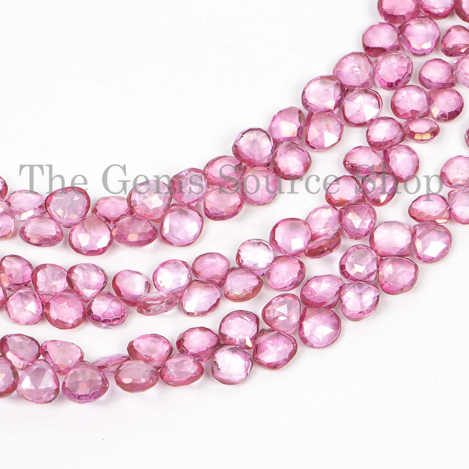 Pink Mystic Topaz Faceted Heart Briolette, Gemstone Beads, Craft Loose Beads
