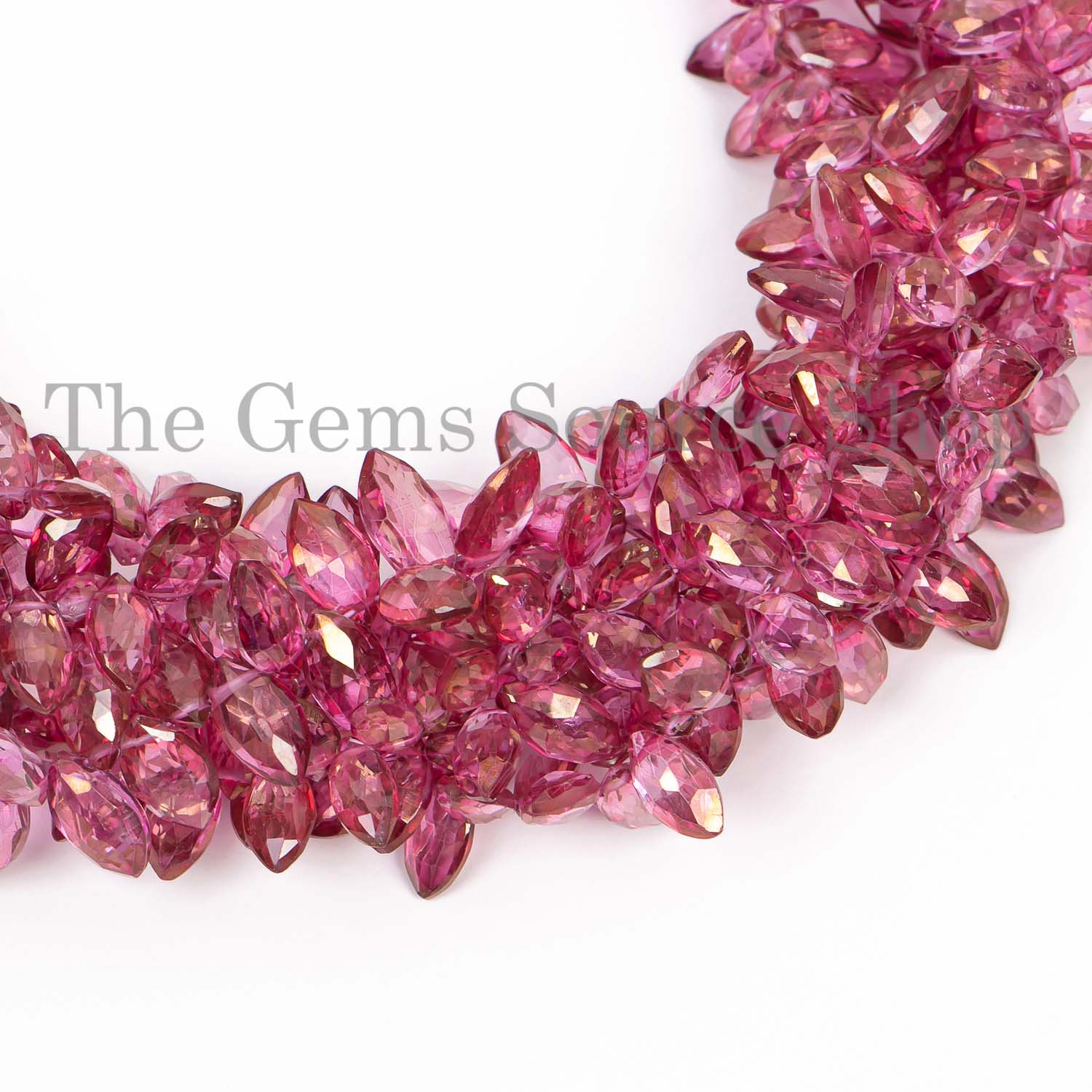 Pink Mystic Topaz Faceted Marquise Shape Briolette, Wholesale Gemstone Beads, Loose Beads