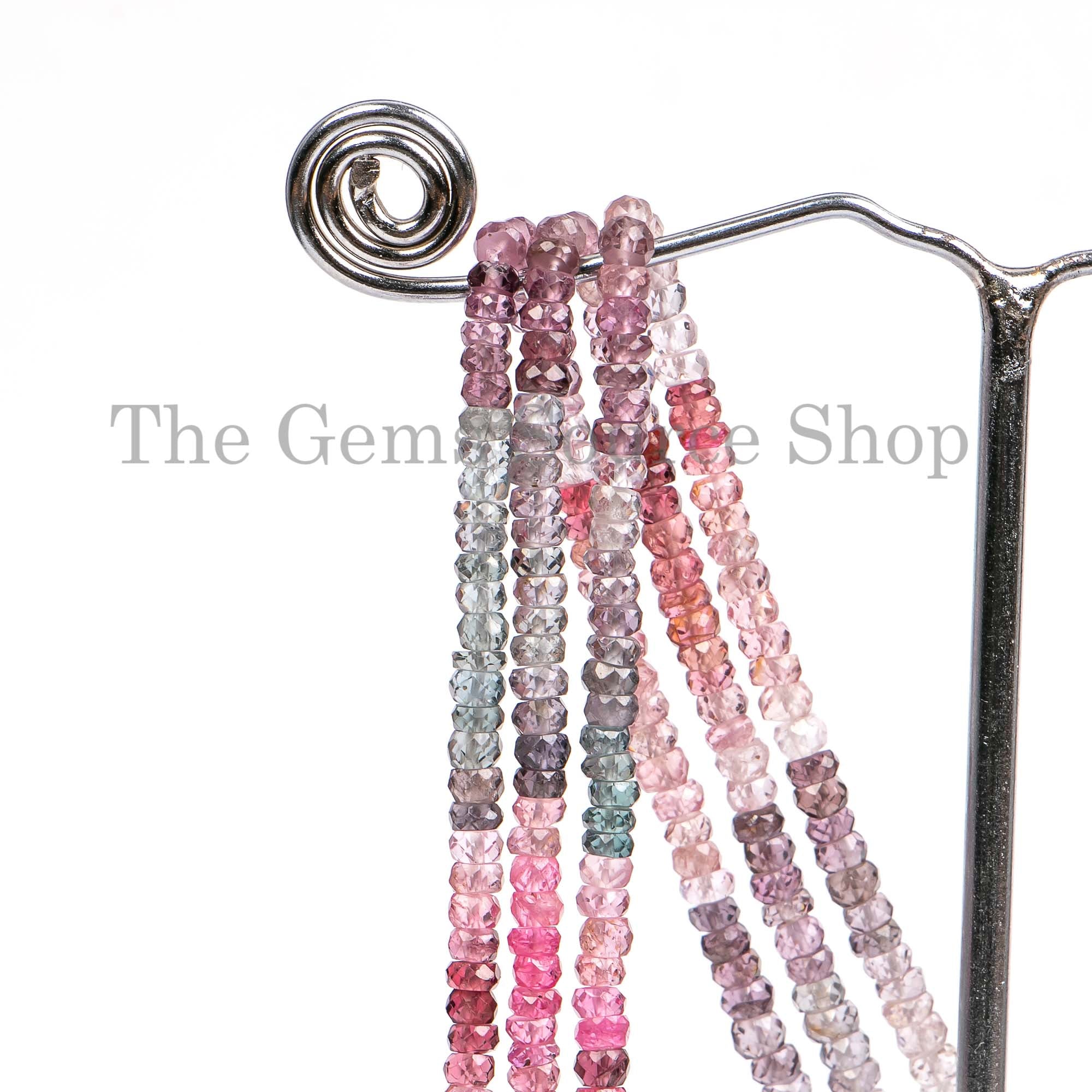 Natural Multi Spinel Faceted Rondelle Shape Beads, Multi Spinel Gemstone Beads