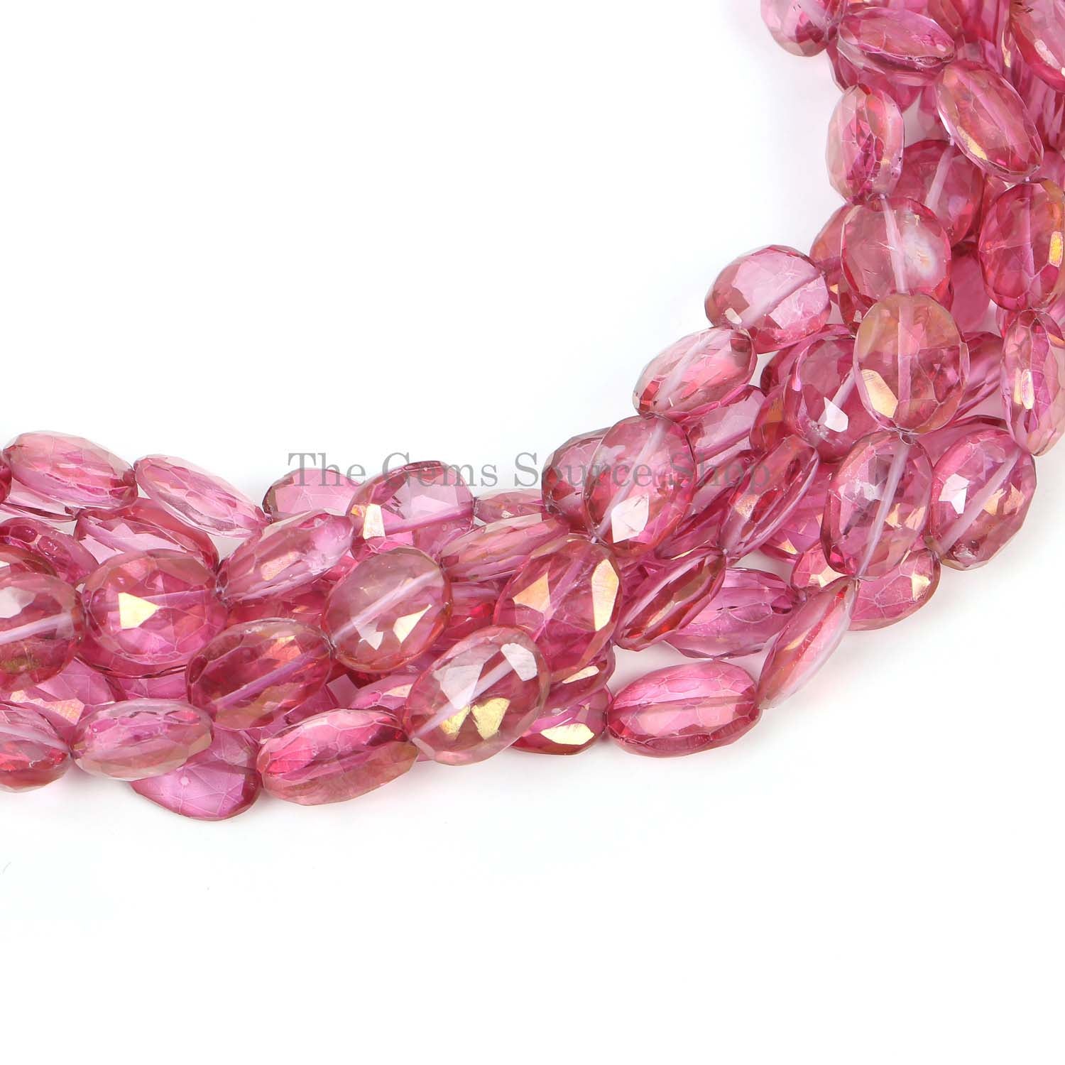 Pink Mystic Topaz Faceted Oval Shape Beads, Gemstone Beads, Oval Briolette