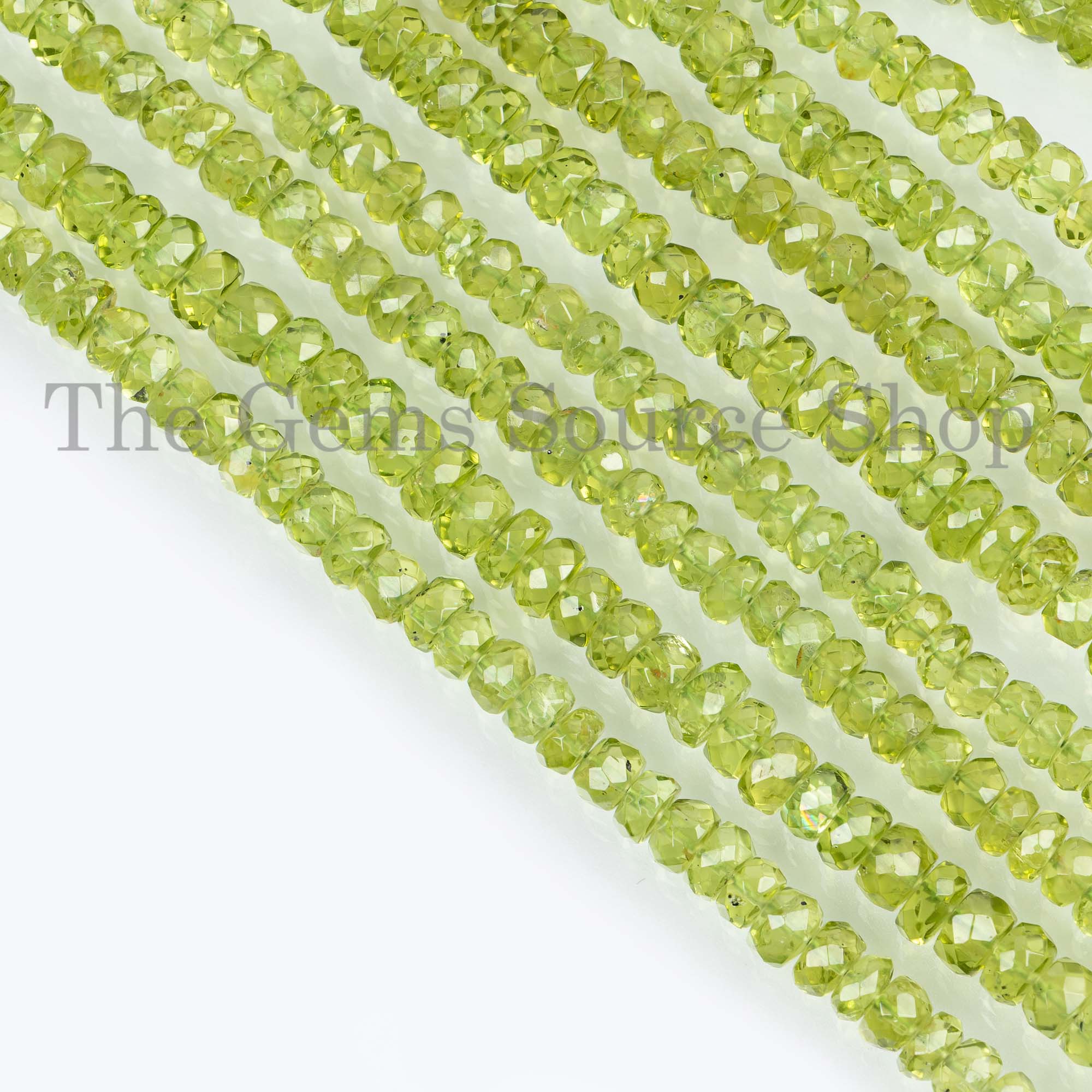 Natural Green Peridot Rondelle Faceted 5-6 mm Loose Beads, TGS-4245