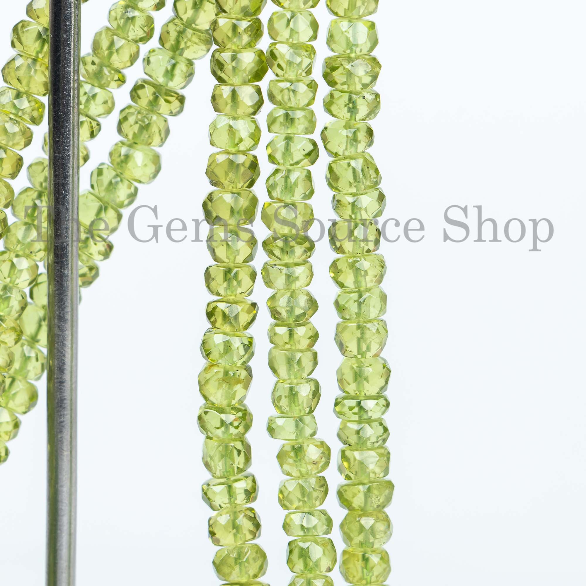 Natural Green Peridot Rondelle Faceted 5-6 mm Loose Beads, TGS-4245