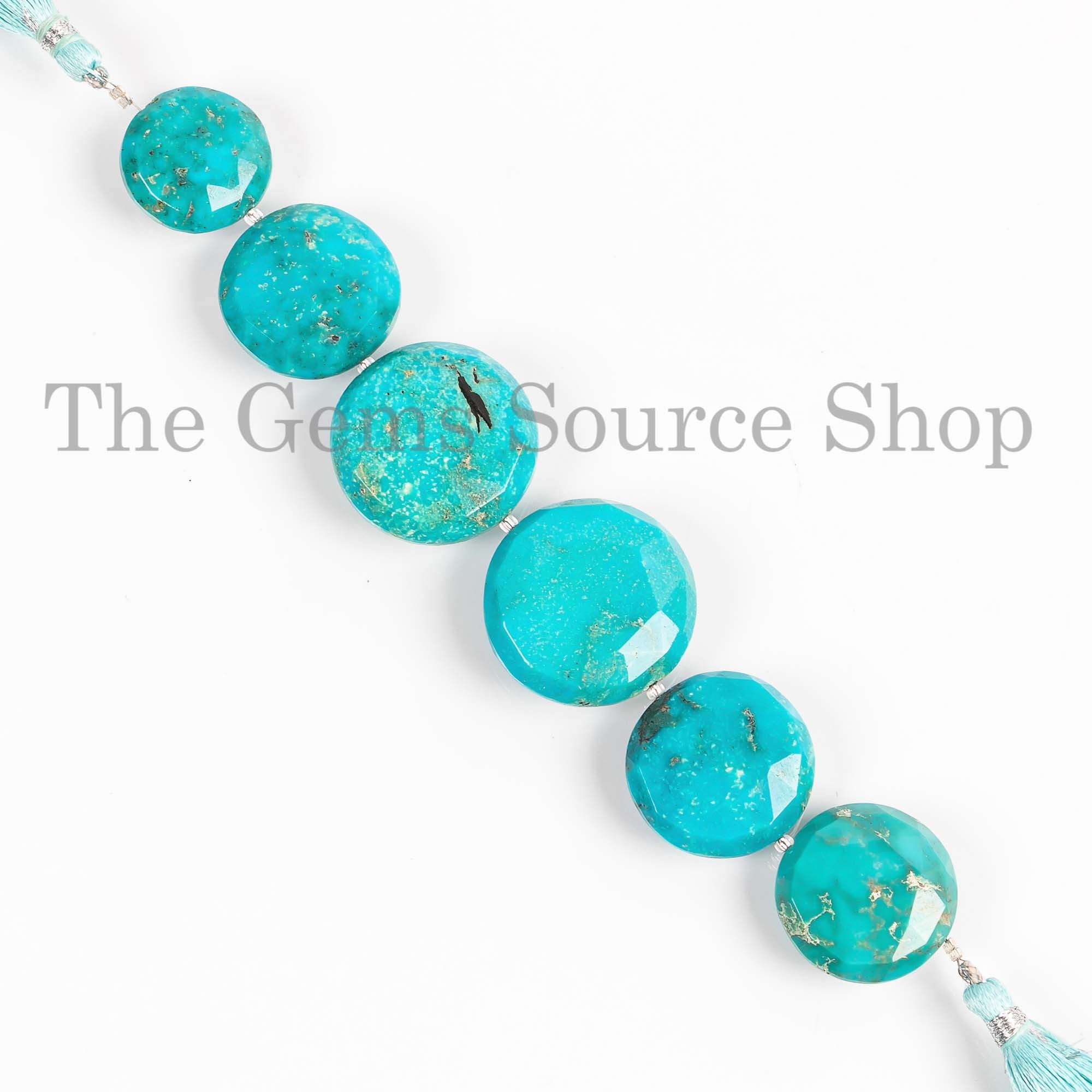 19-25 cm Arizona Turquoise Smooth Coin Shape Beads TGS-4390