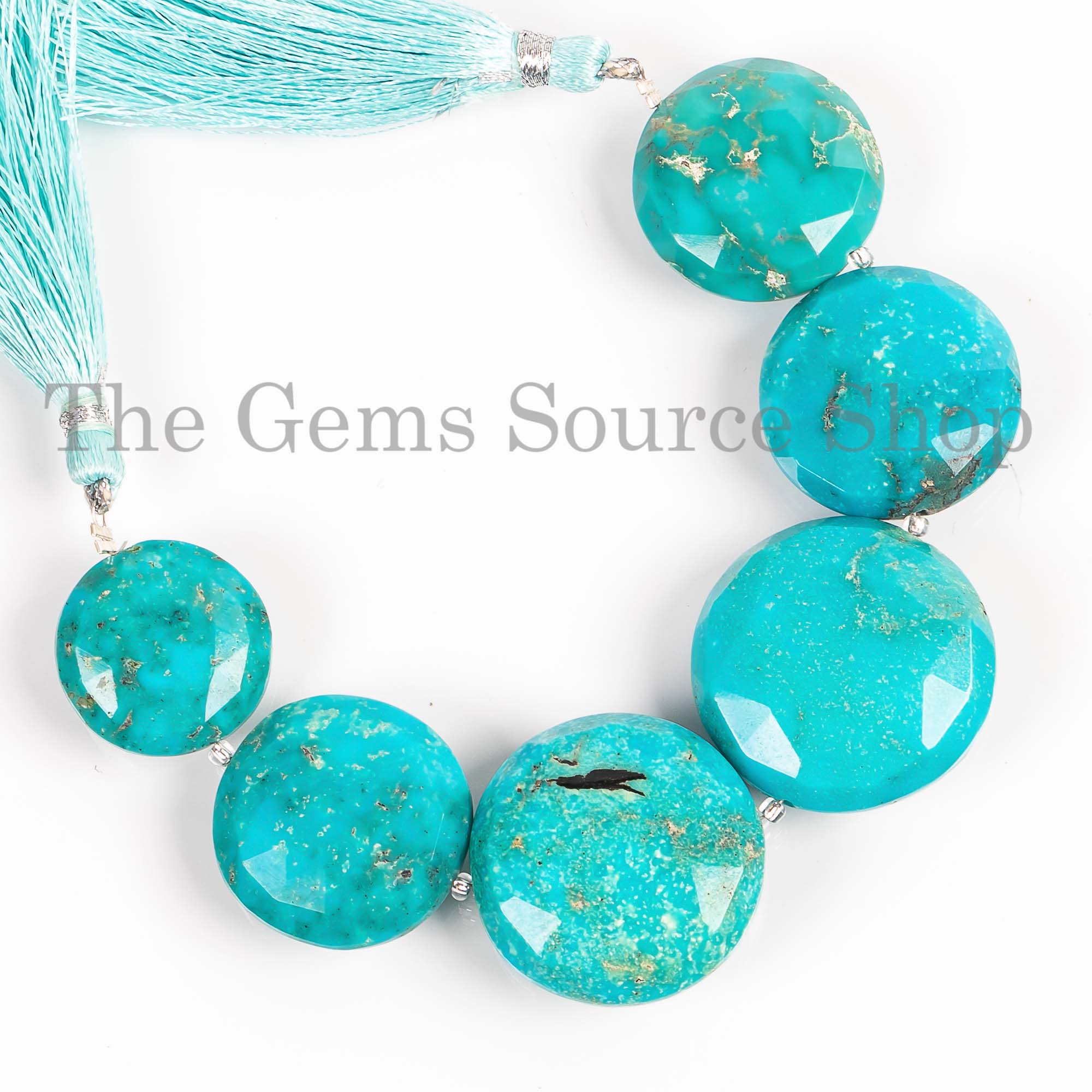 19-25 cm Arizona Turquoise Smooth Coin Shape Beads TGS-4390