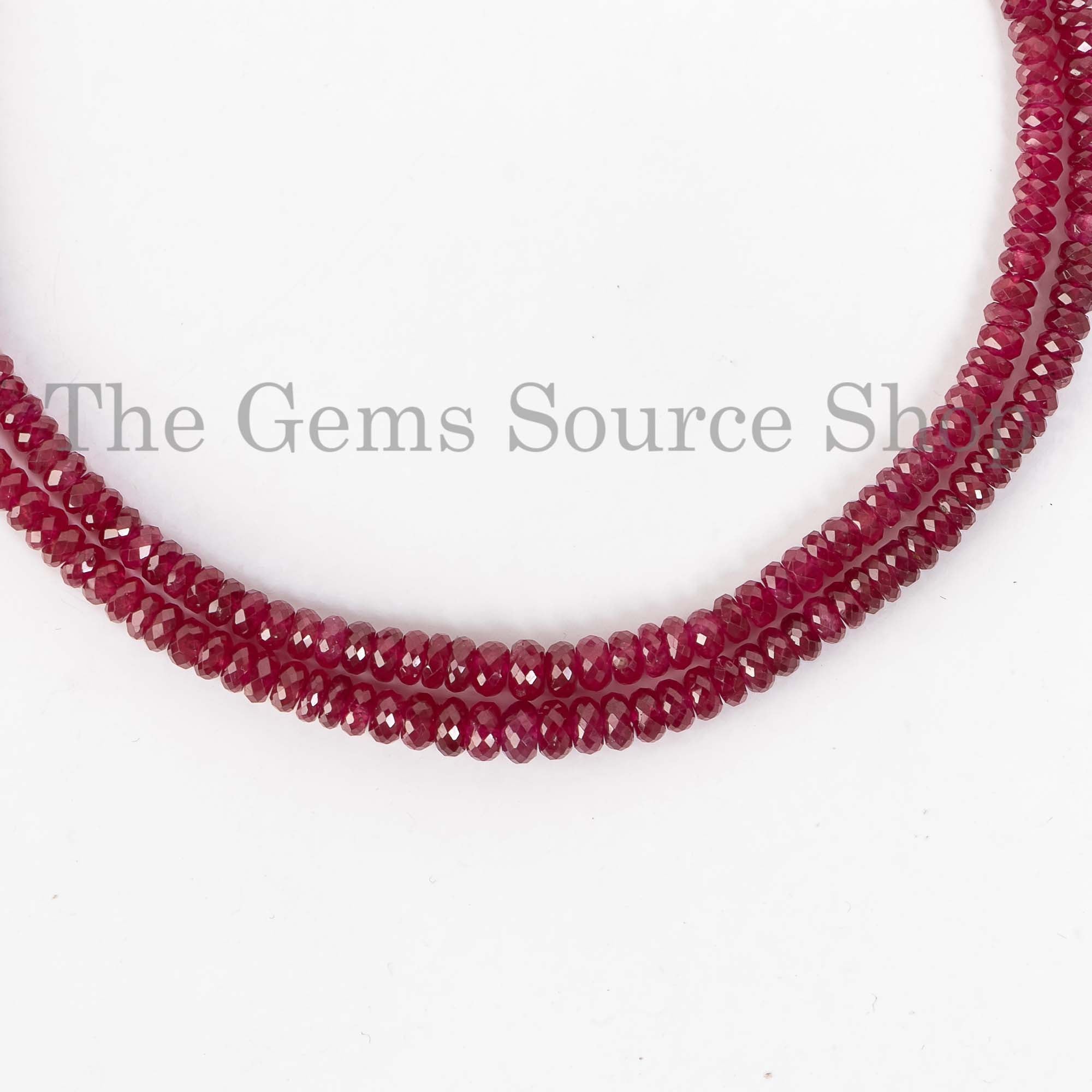 Natural Burmese Ruby Beads Necklace, Ruby Faceted Rondelle Beads Necklace, Gemstone Jewelry