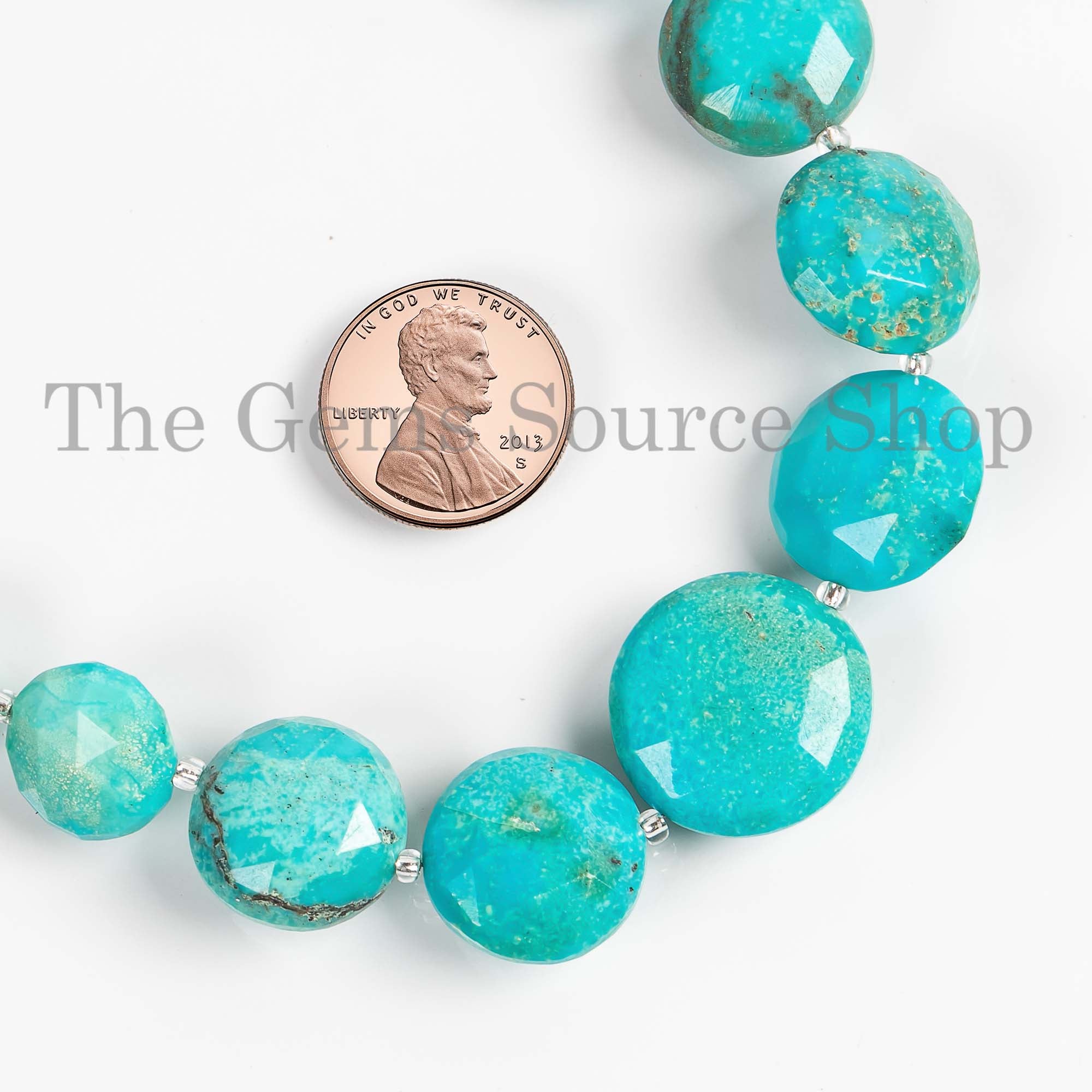 Arizona Turquoise Faceted Coin Beads, 12-18mm Turquoise Coin Briolettes, Turquoise Faceted Beads, Round Coin Beads, Jewelry Beads