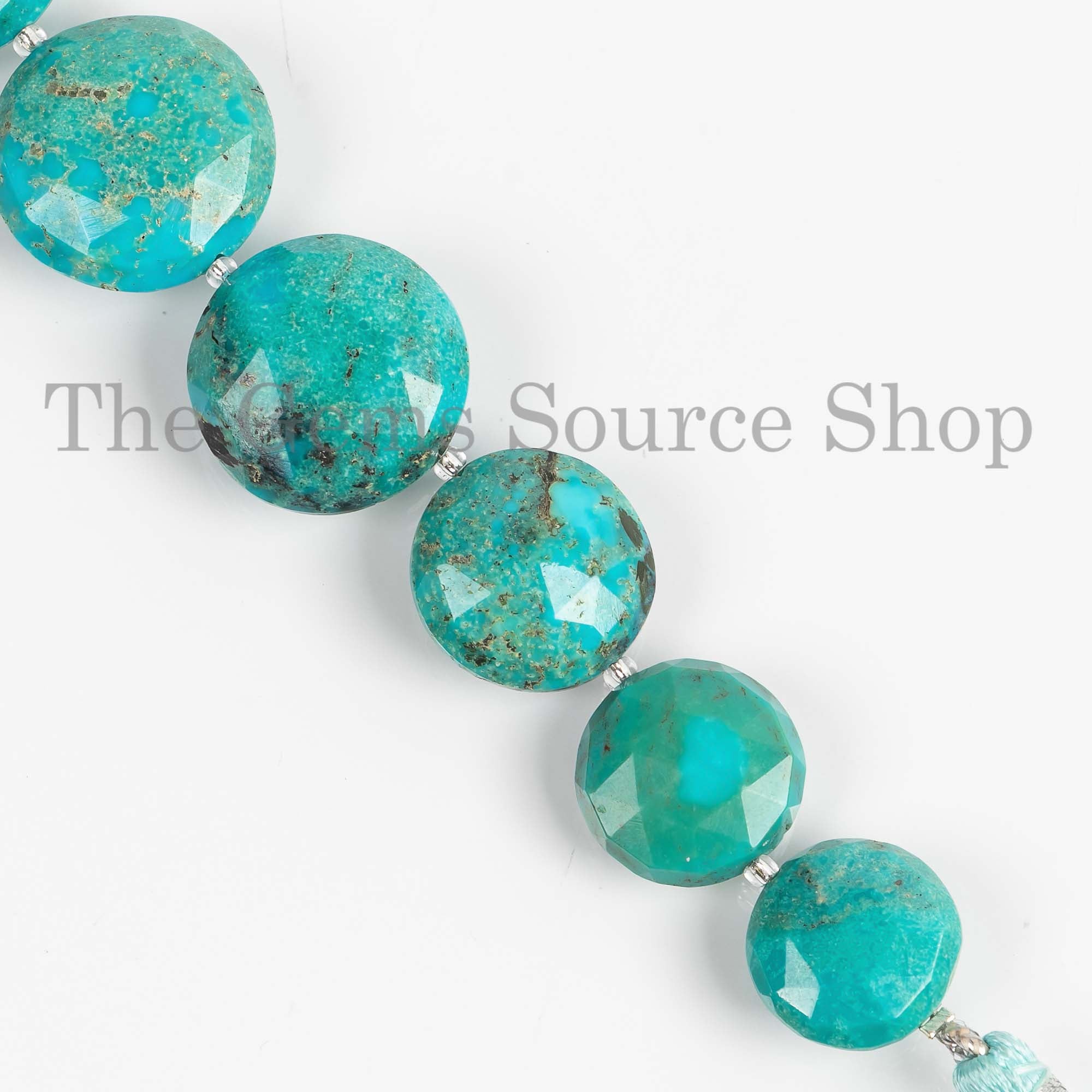 Arizona Turquoise Coin Briolette, 15-21mm Turquoise Round Coin Beads, Turquoise Faceted Beads, Coin Beads, Wholesale Beads Jewelry