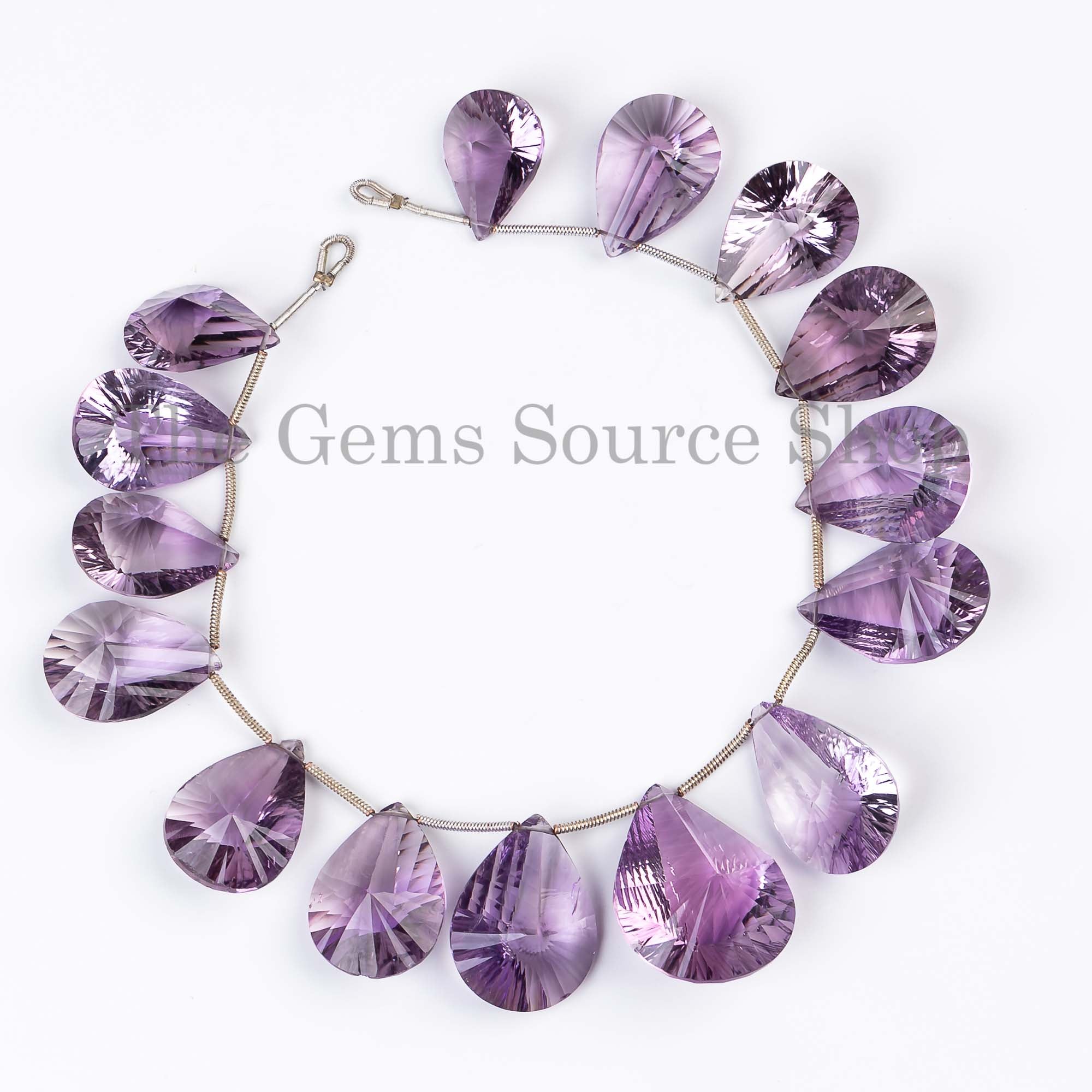 Natural Amethyst Beads, Amethyst Concave Cut Pear Beads, Amethyst Gemstone Beads