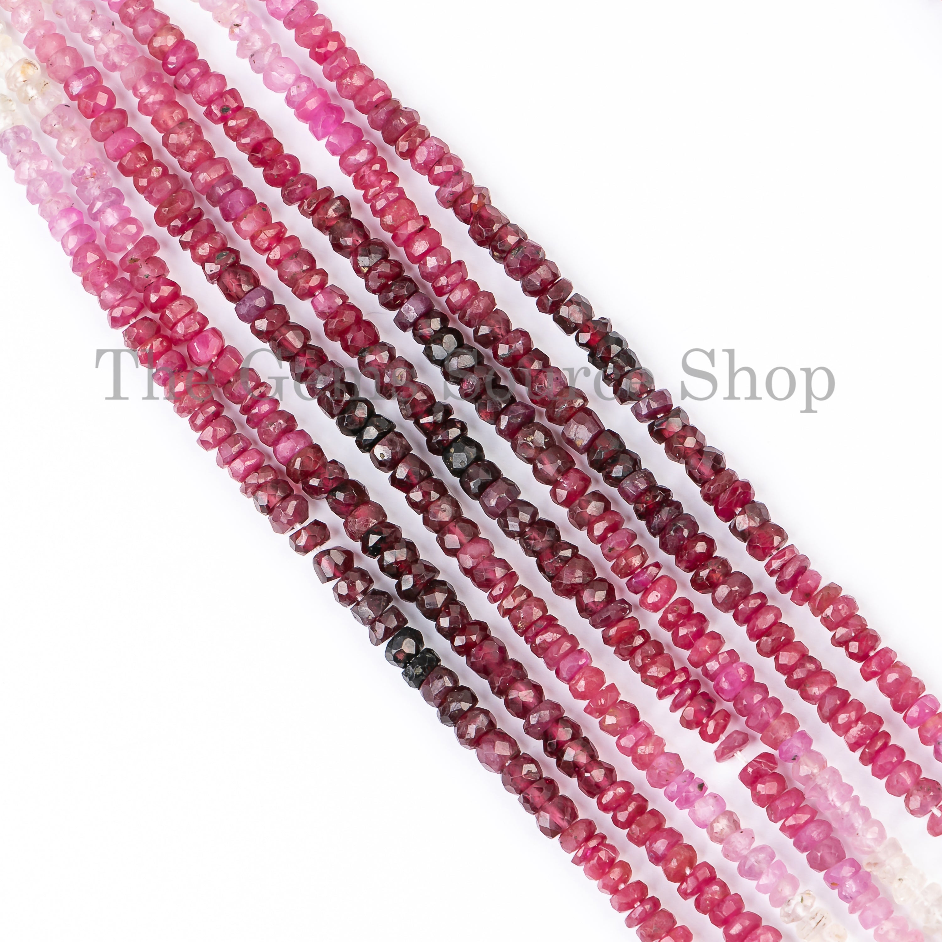 Shaded Ruby Faceted Rondelle Shape Gemstone Beads, Ruby Beads