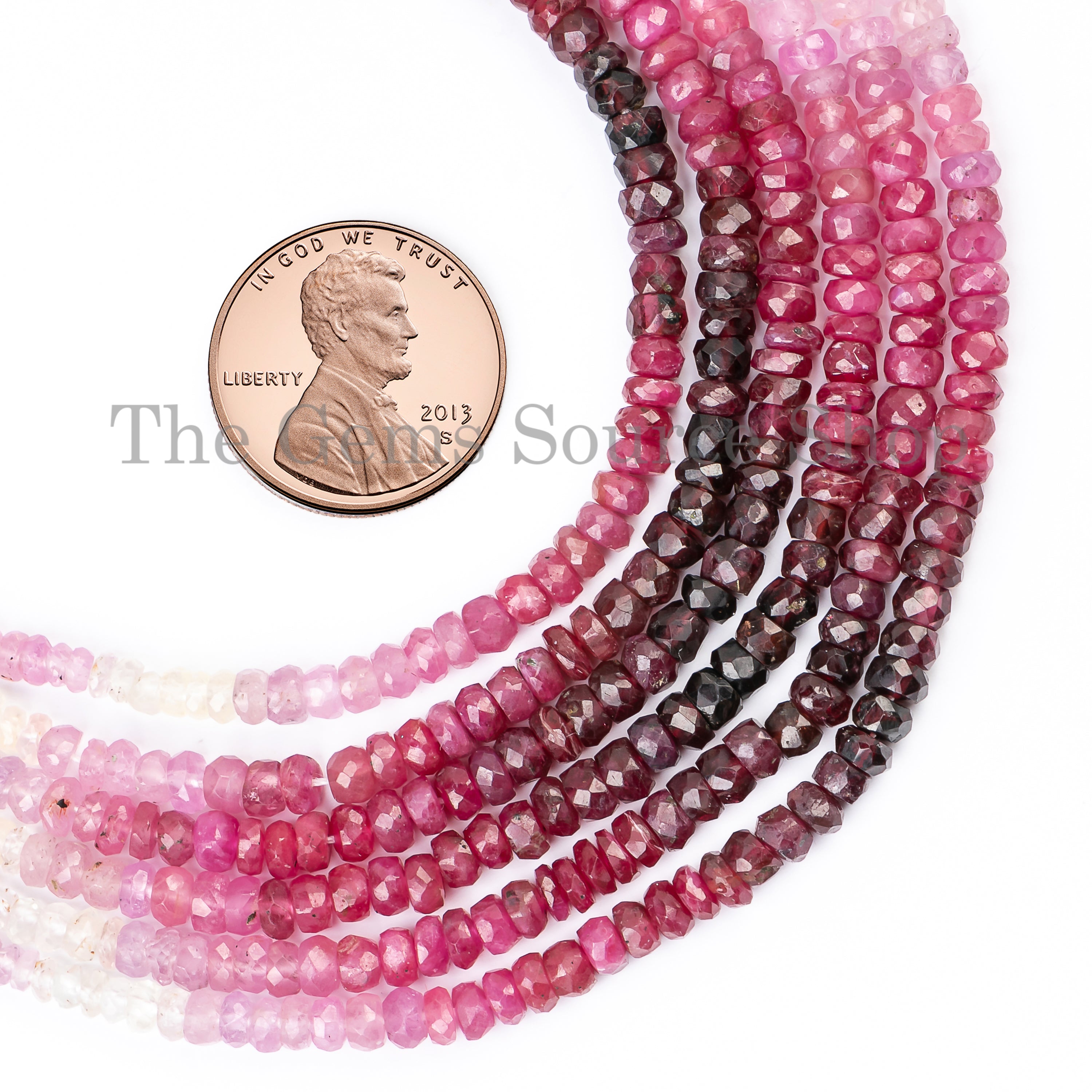 Shaded Ruby Faceted Rondelle Shape Gemstone Beads, Ruby Beads
