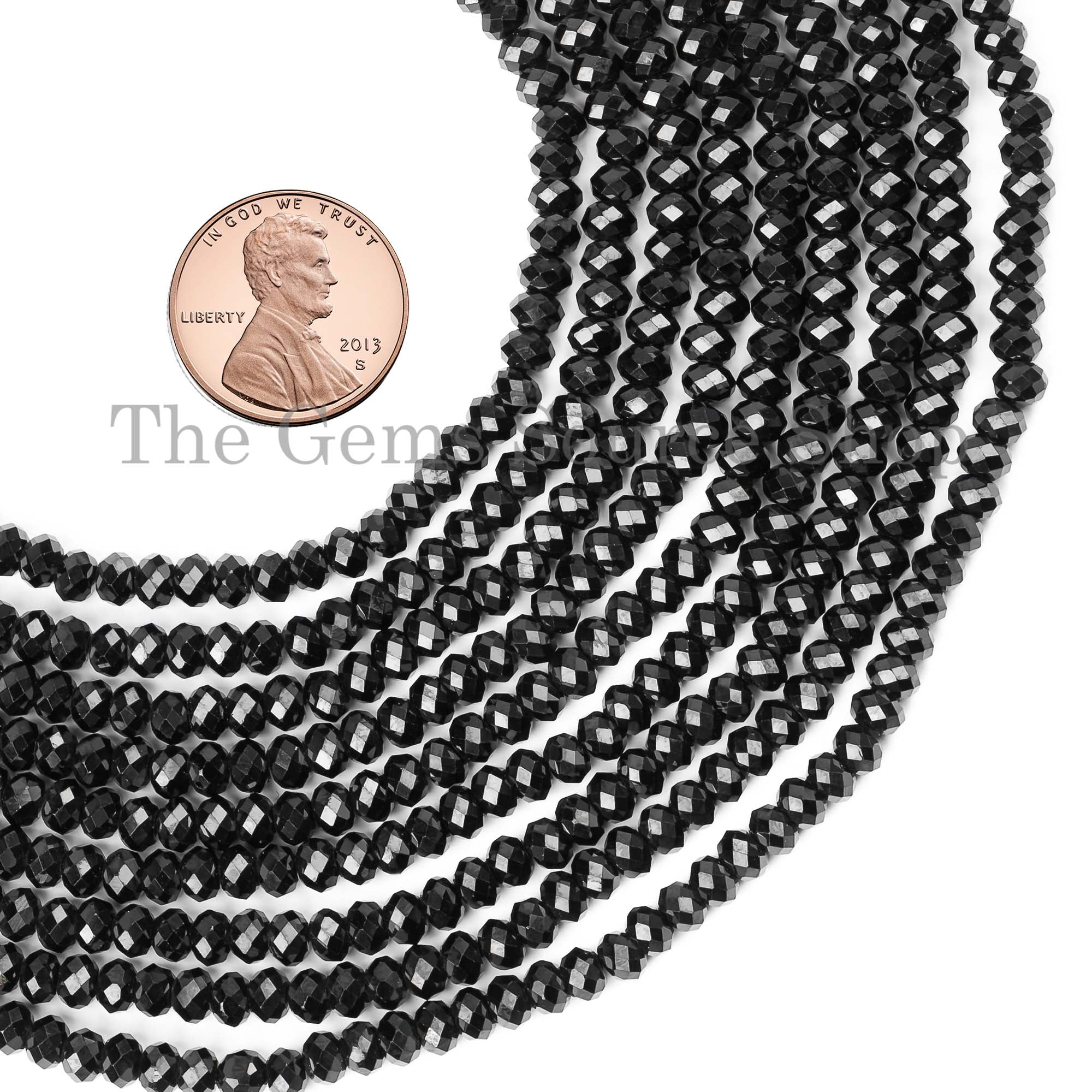 Black Spinel Beads, Black Spinel Faceted Beads, Black Spinel Rondelle Shape Beads, Wholesale Beads