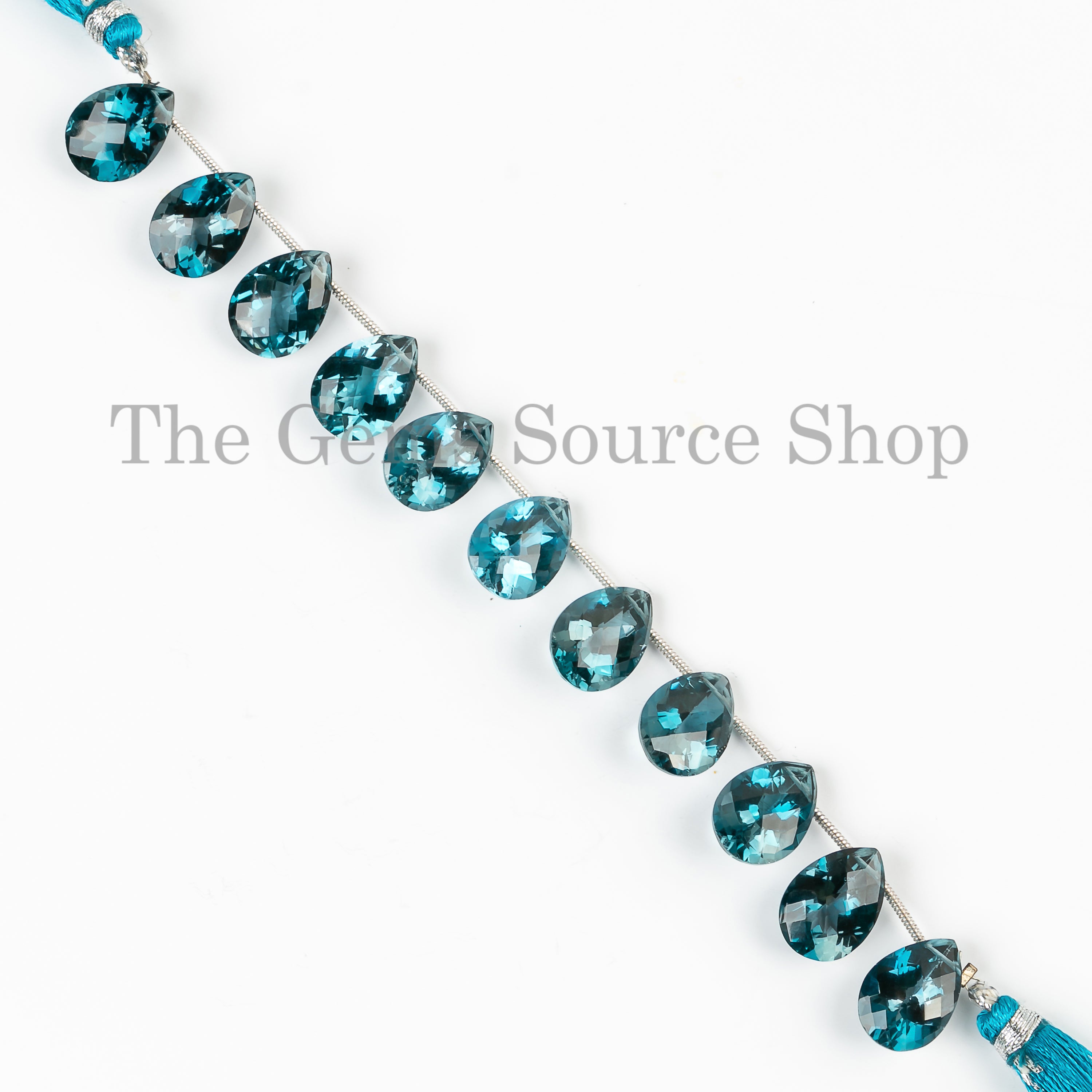 Extremely Rare London Blue Topaz Faceted Pear Shape Gemstone Beads