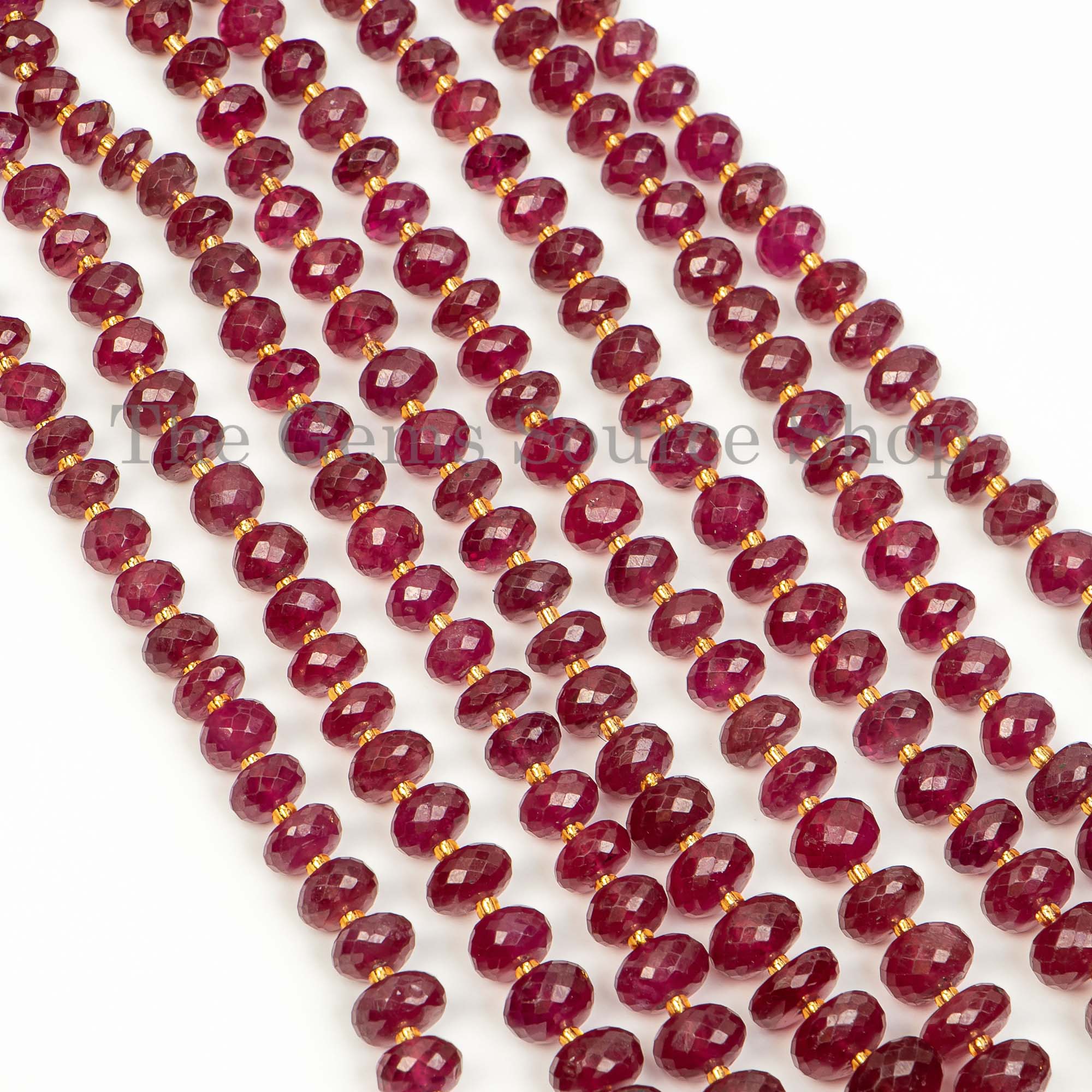 Natural Ruby Rondelle Beads, 5-9mm Ruby Beads, Ruby Rondelle Beads, Gemstone Rondelle Beads
