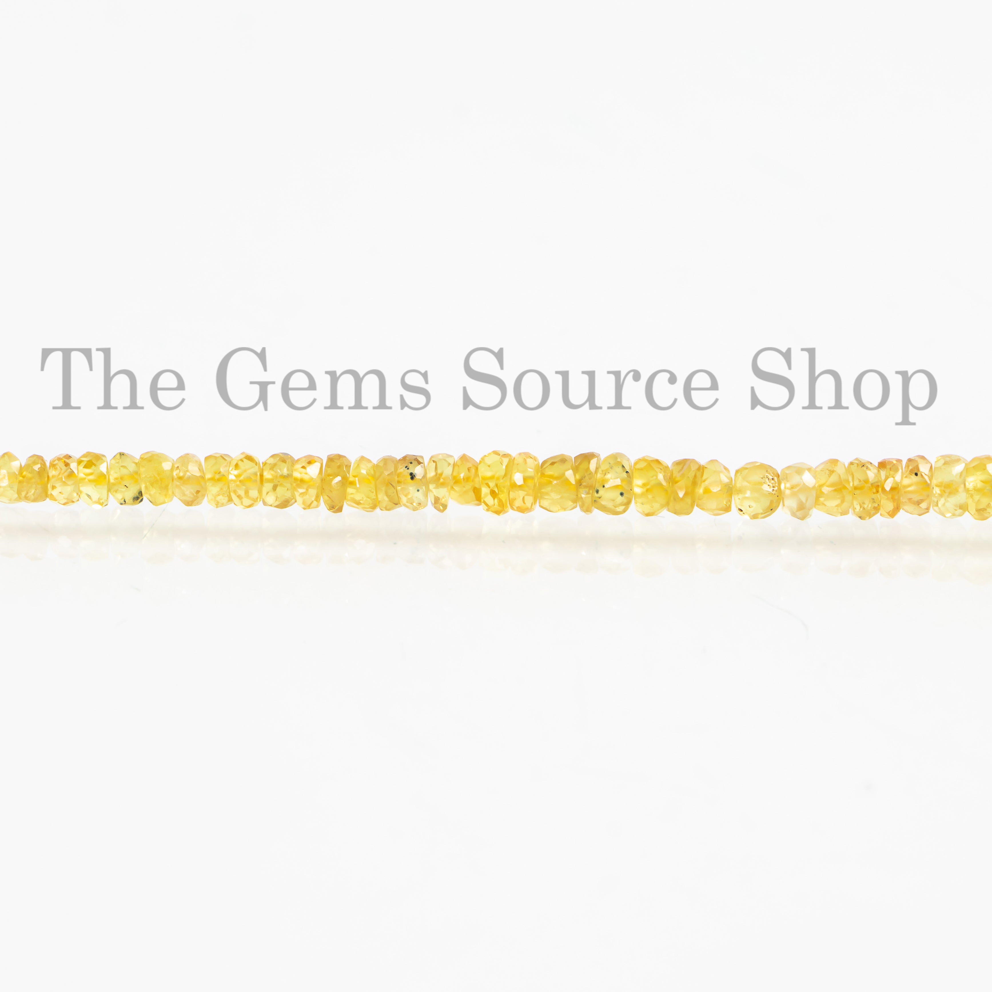 Natural Yellow Sapphire Beads, Sapphire Faceted Rondelle Beads