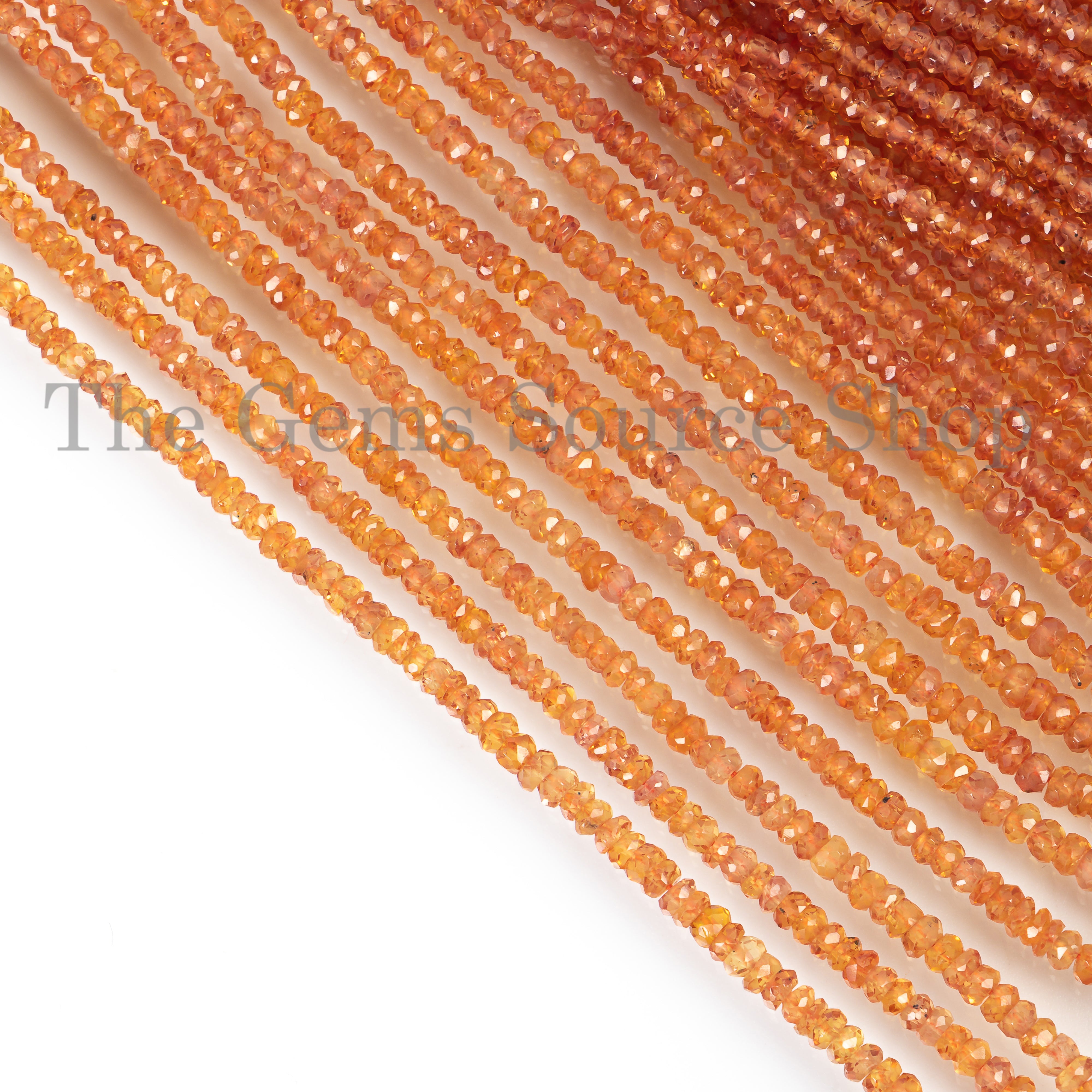 Top Quality Orange Sapphire Gemstone Beads, Sapphire Faceted Rondelle Beads