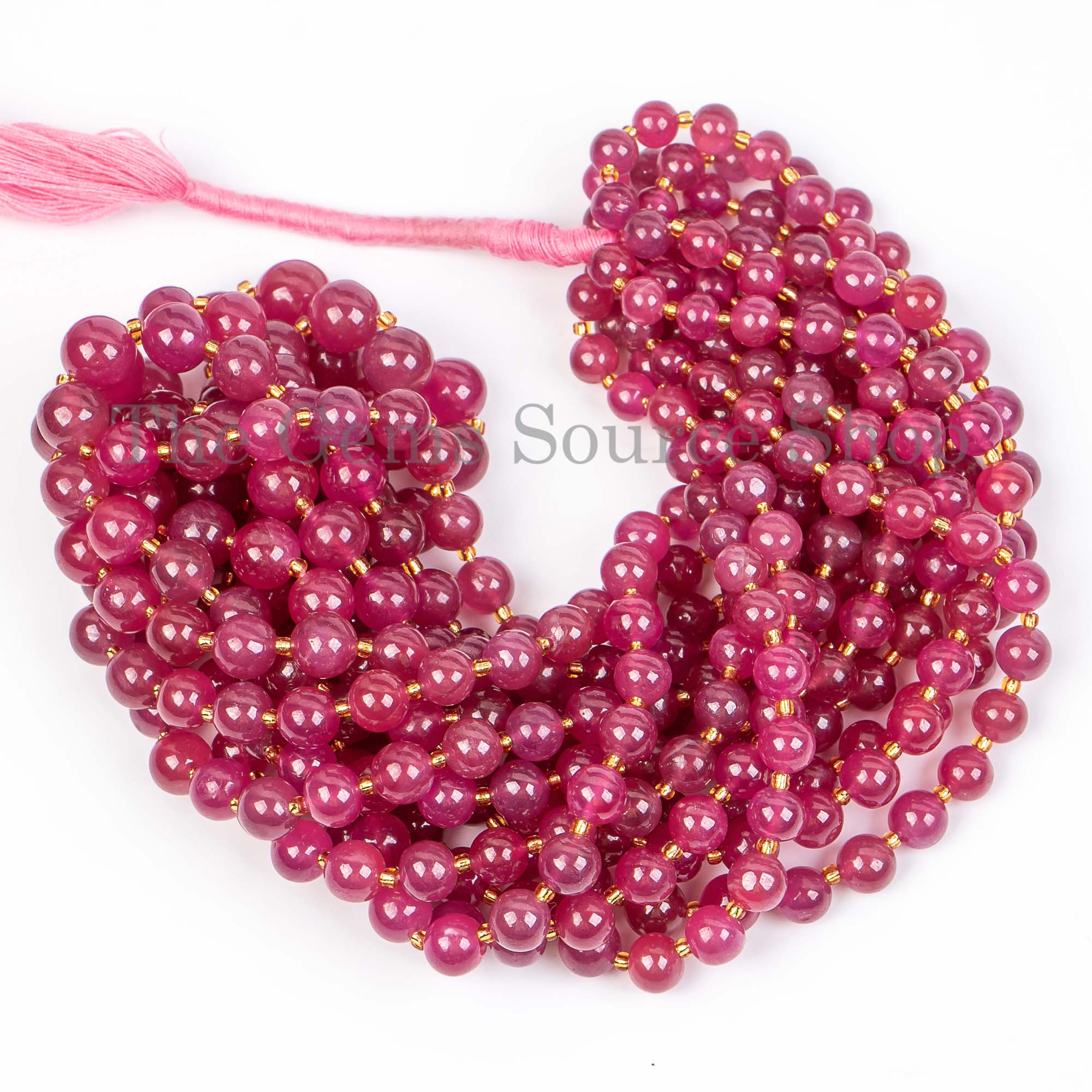 Natural Ruby Smooth 5.5-8.5mm Round Ball Beads, Natural Ruby Beads, Ruby Beads