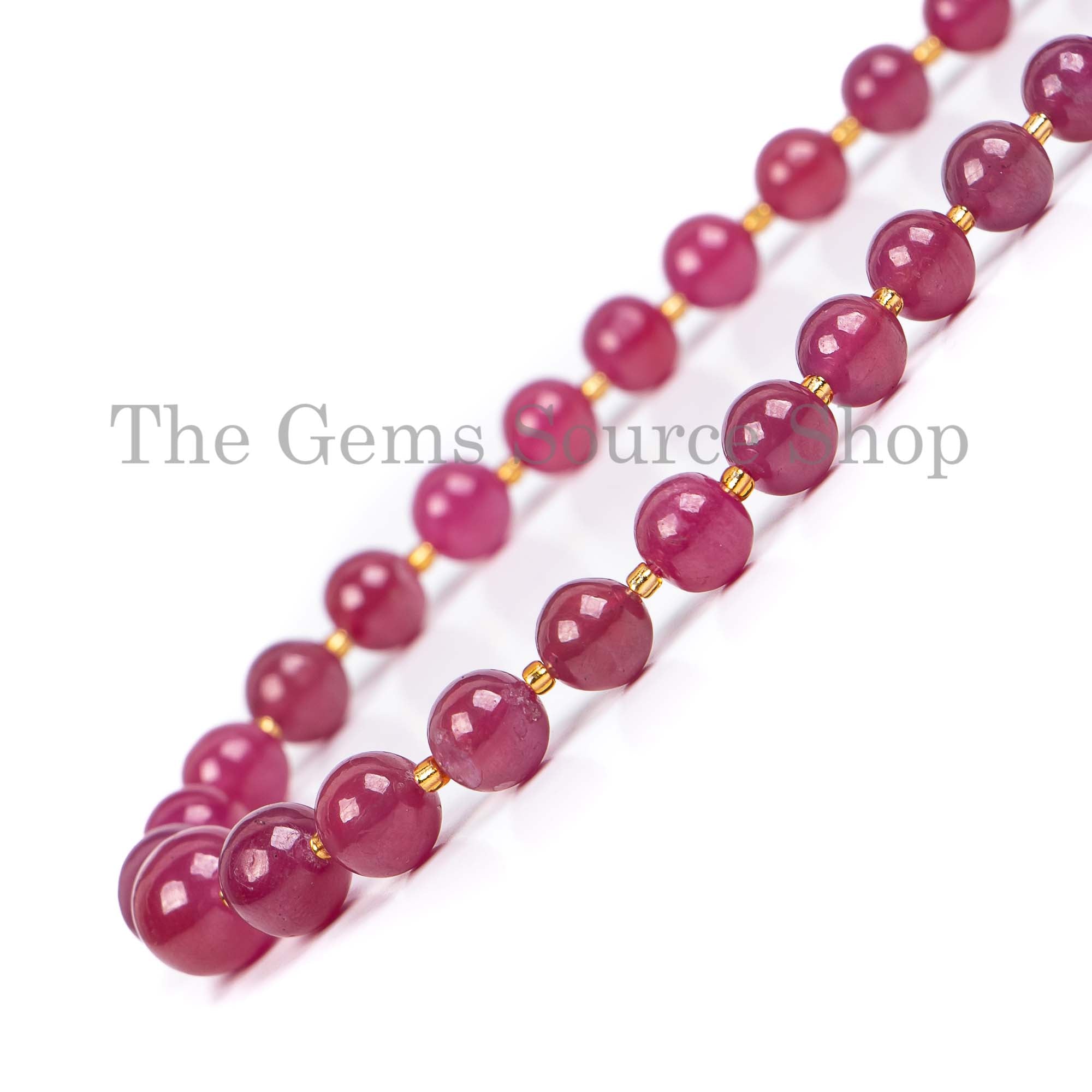Natural Ruby Smooth 5.5-8.5mm Round Ball Beads, Natural Ruby Beads, Ruby Beads
