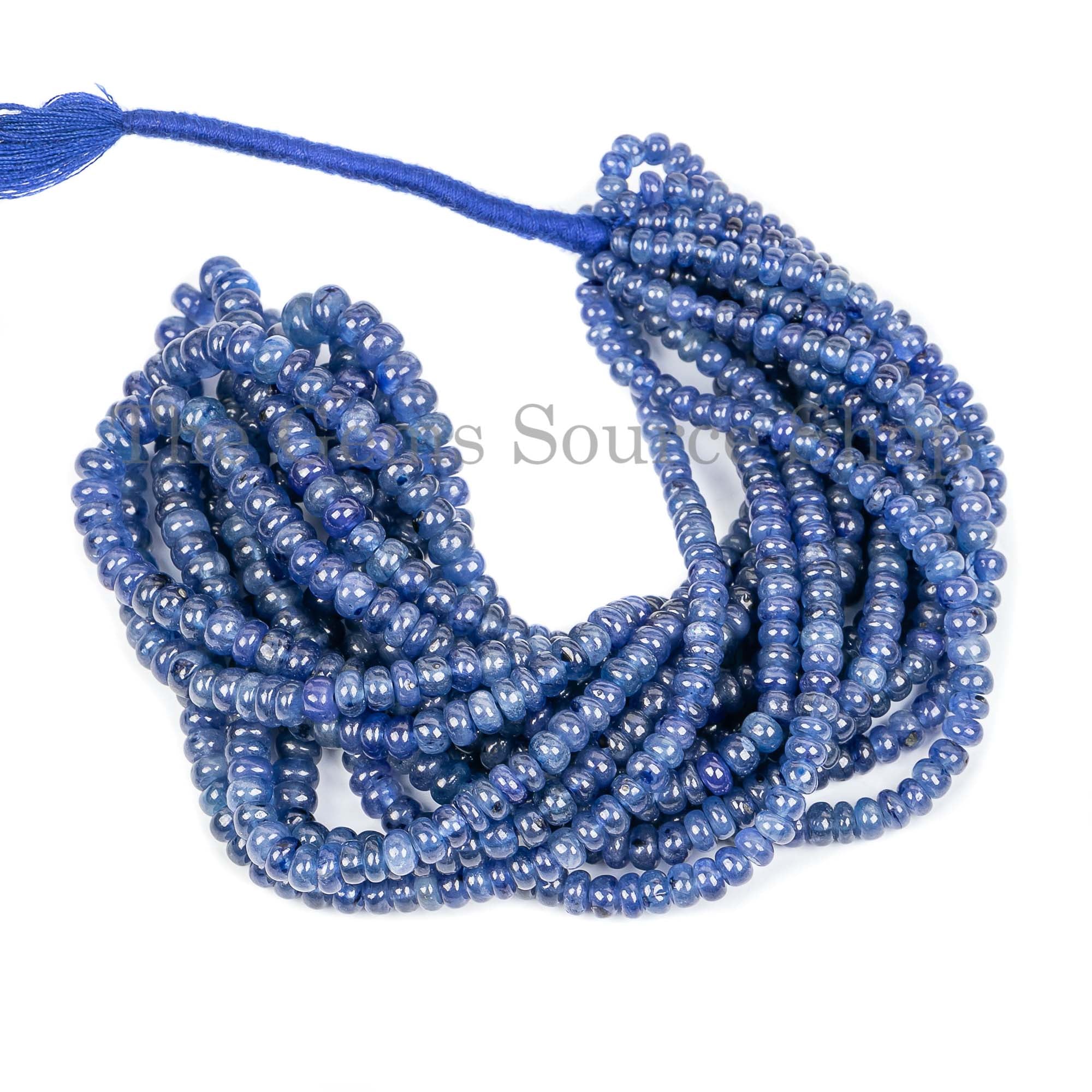 Natural Blue Sapphire Beads, Sapphire Smooth Rondelle Beads, Plain Blue Sapphire Beads