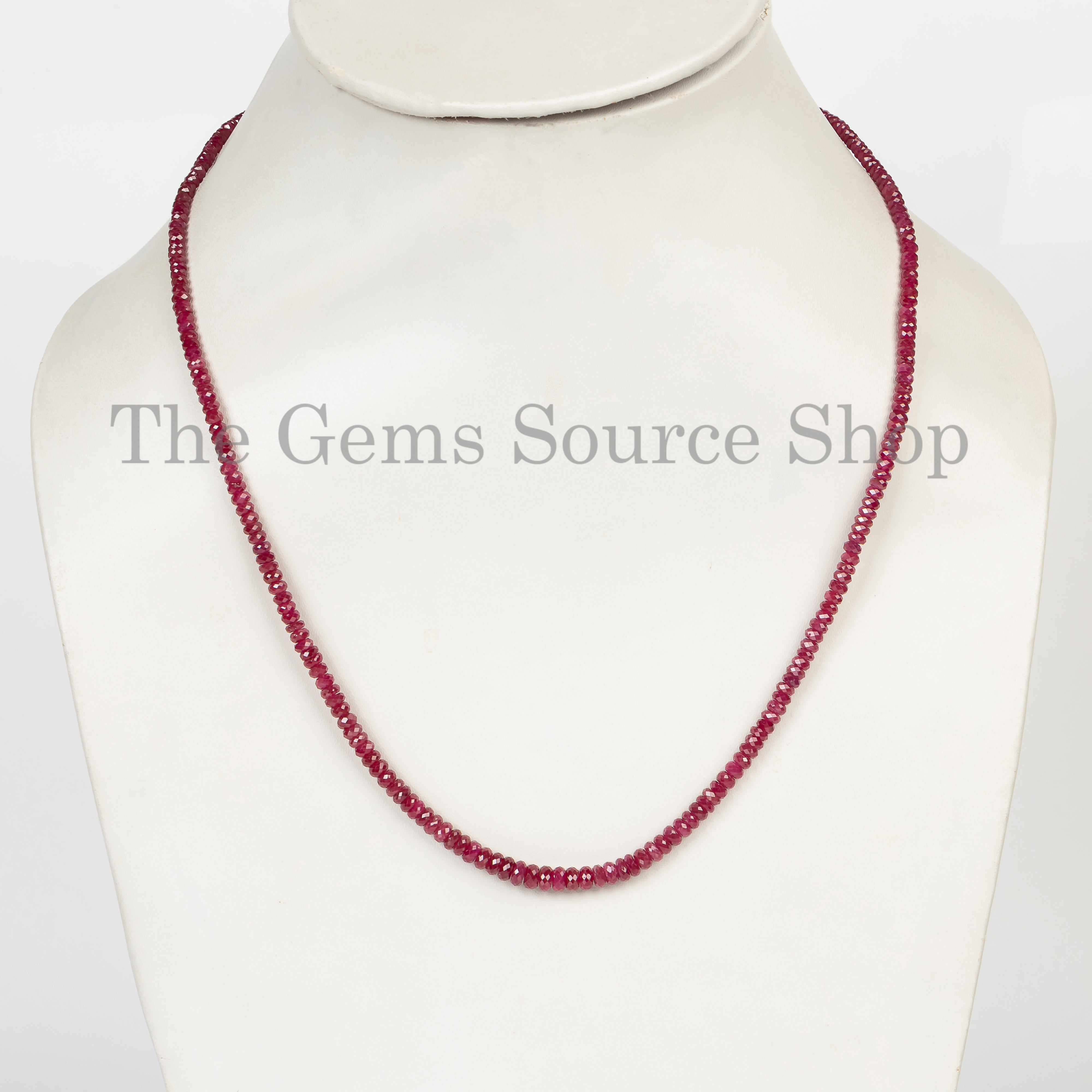 Top Quality Burma Ruby  Faceted Rondelle Necklace  TGS-4353