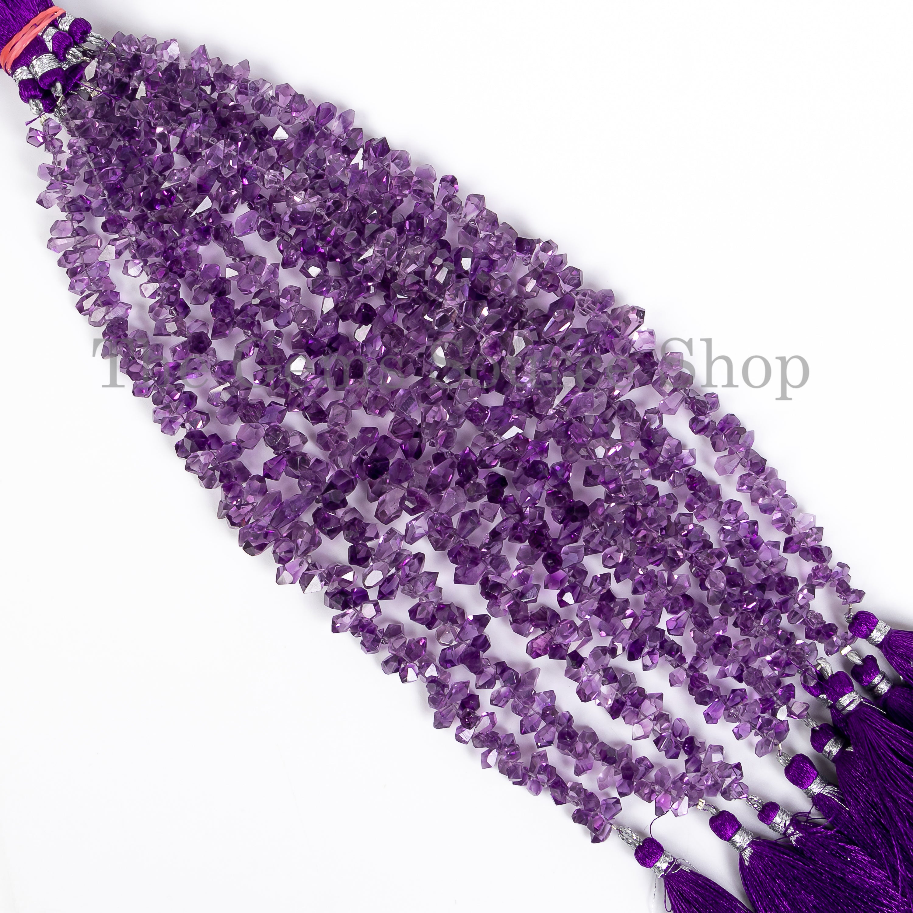 Amethyst Faceted Tumble Drops Gemstone Beads TGS-4921