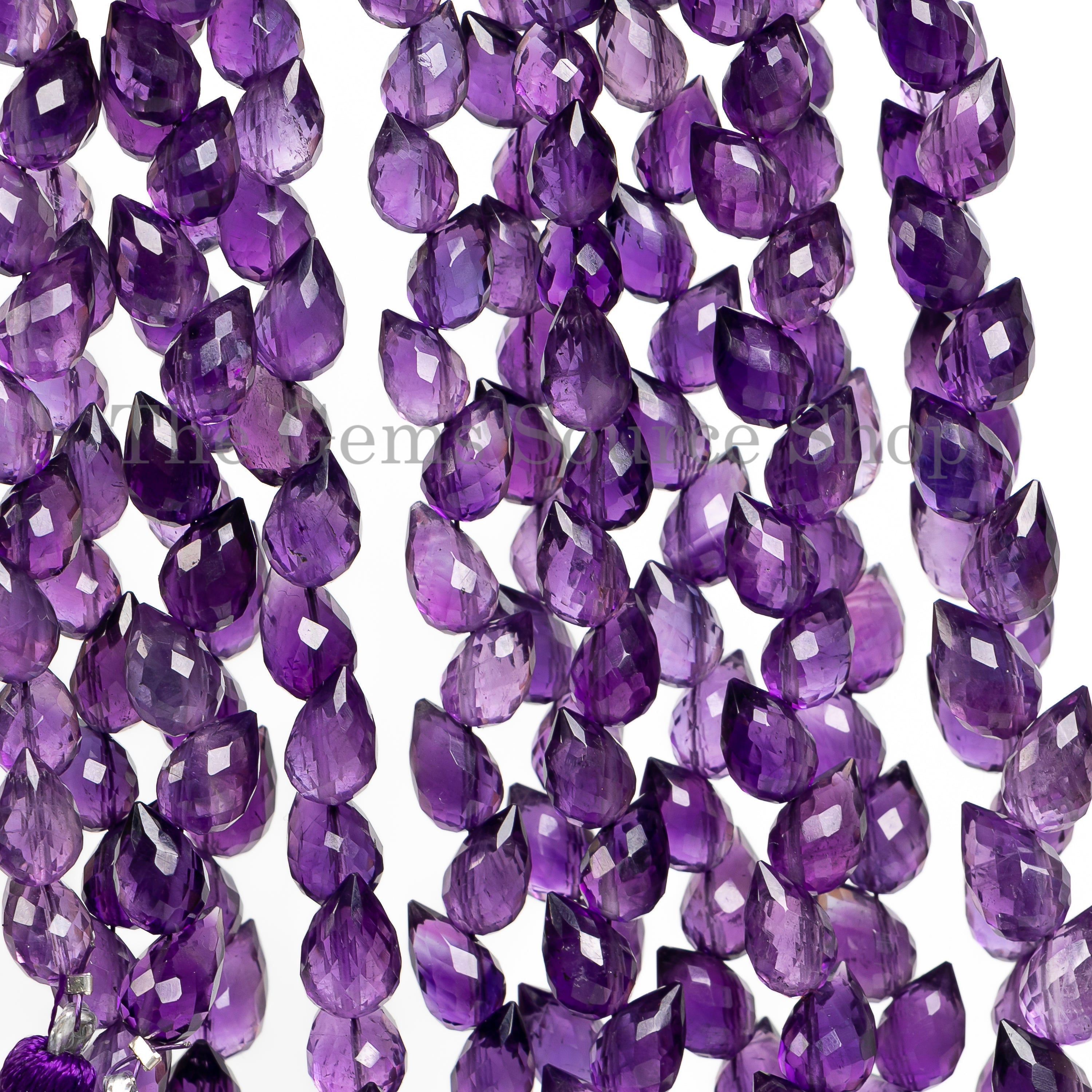 Natural African Amethyst Briolette Drops Side Drill Beads TGS-4905