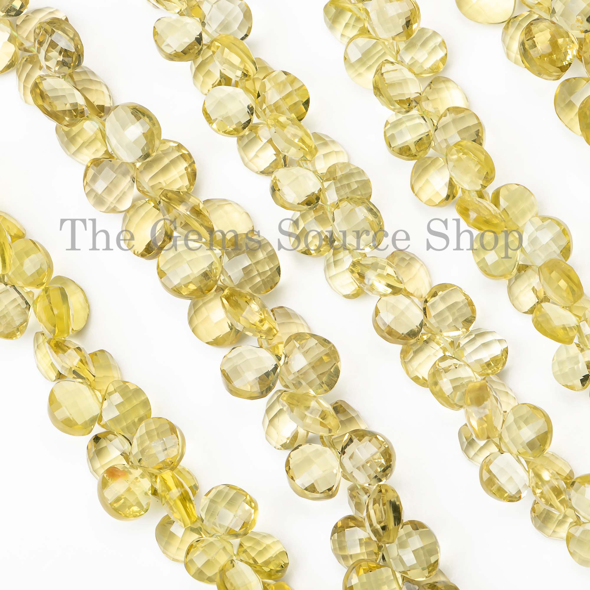 Lemon Quartz Faceted Heart Beads, 6.50-9mm Faceted Lemon Quartz Beads,Side Drill Heart Beads