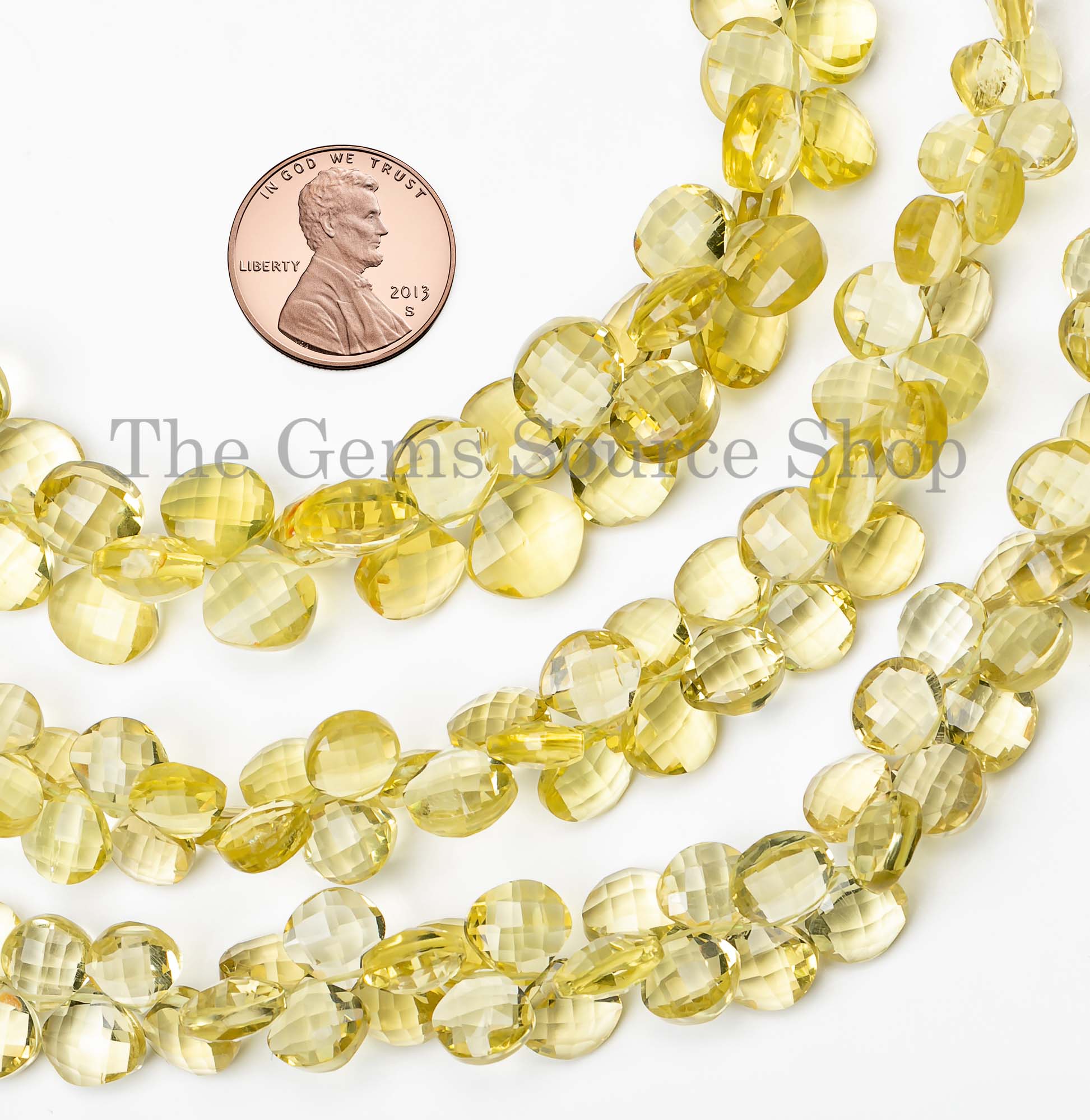 Lemon Quartz Faceted Heart Beads, 6.50-9mm Faceted Lemon Quartz Beads,Side Drill Heart Beads