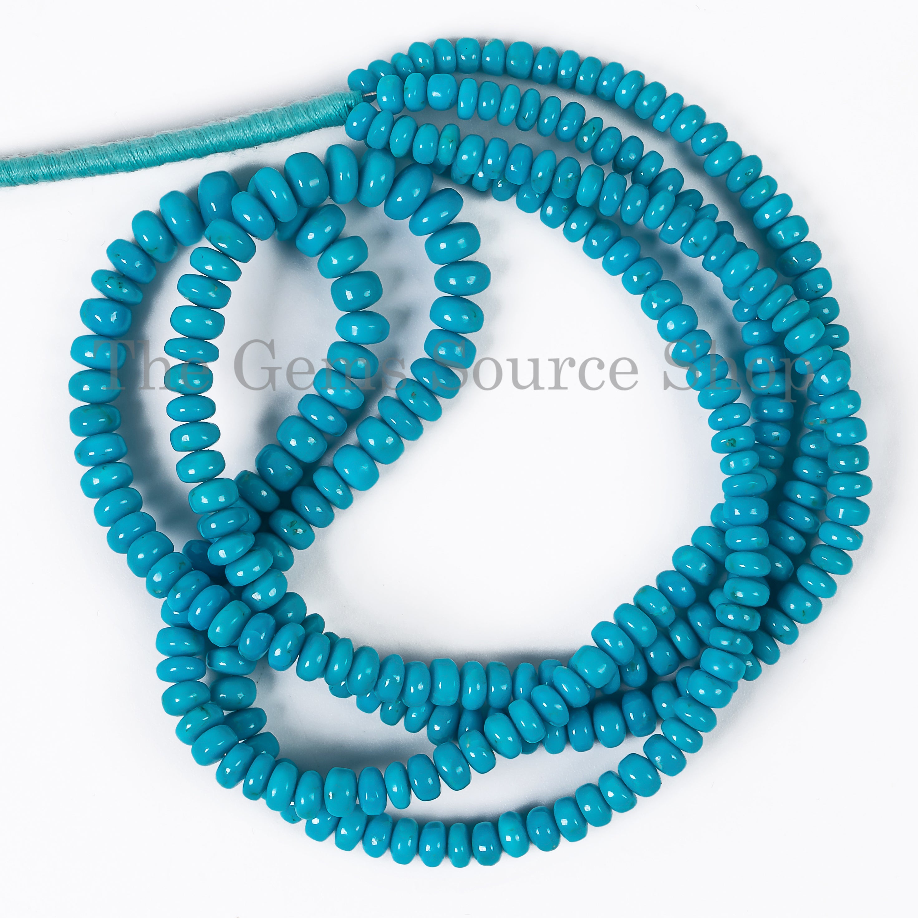 4-6 mm Sleeping Beauty Turquoise Smooth Rondelle Beads TGS-4533