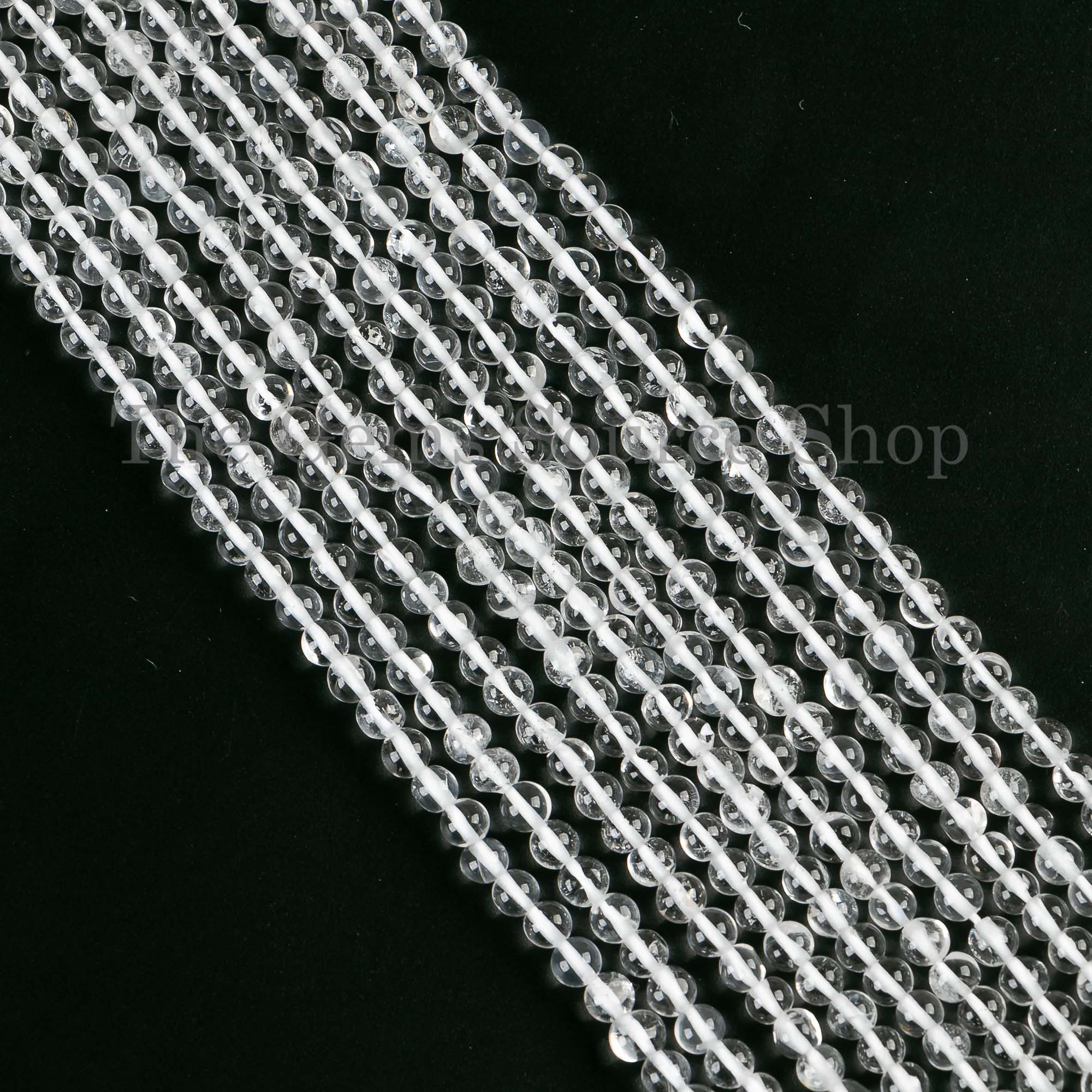 Crystal Quartz Plain Round Beads, 3.50mm Crystal Quartz Beads, Round Plain Beads, Wholesale Beads