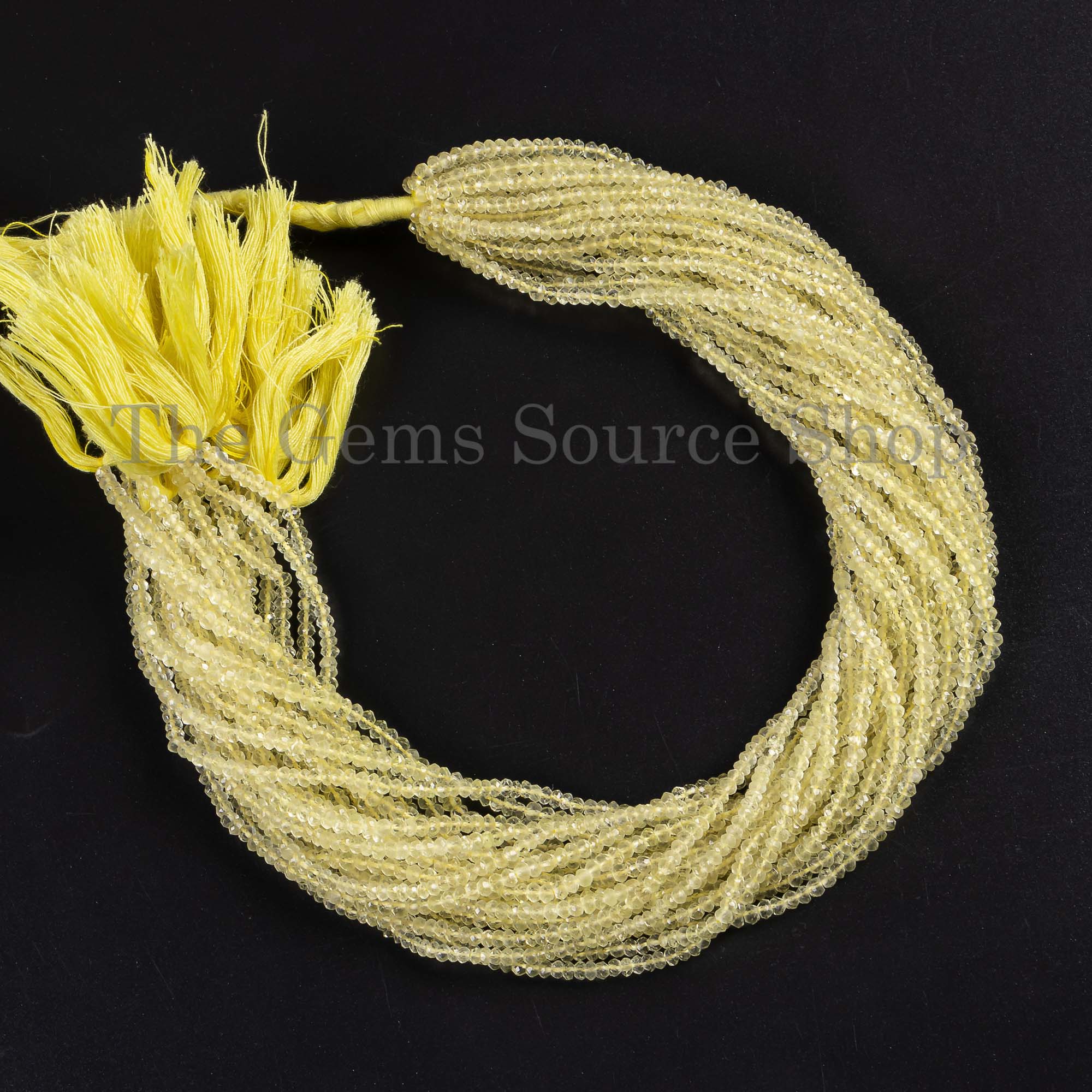 3-3.50 MM Lemon Quartz Faceted Rondelle Beads TGS-2564